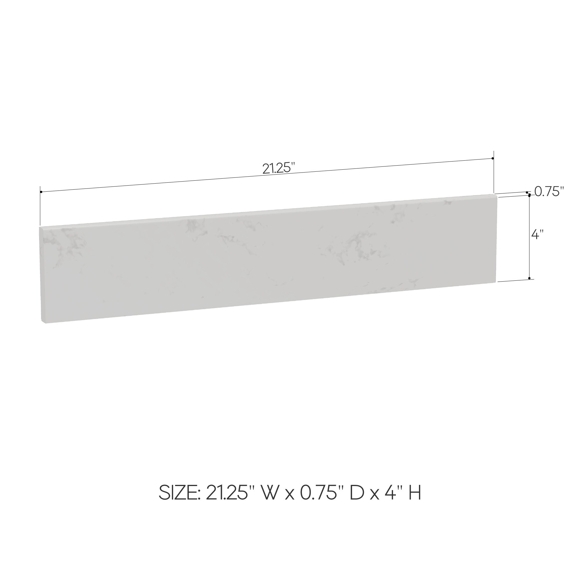 Listón para baño de piedra engineered blanco de lujo de 4 pulgadas de alto x 21.25 pulgadas de largo
