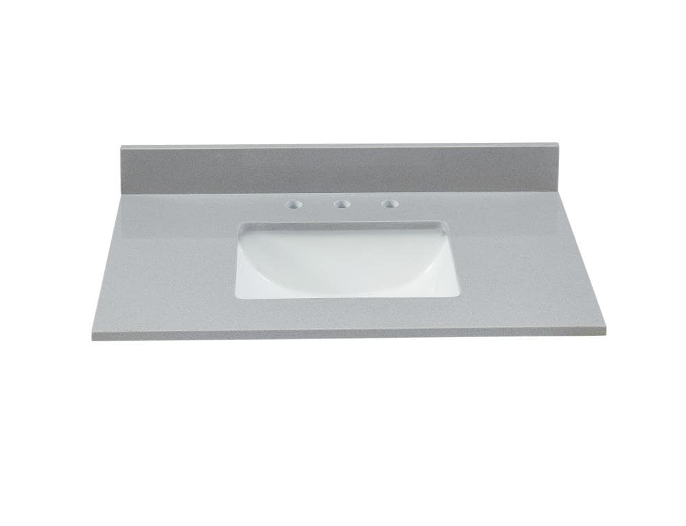 Mejor Vista Meridian 37 pulgadas x 22 pulgadas Gris/Pulido Mármol Ingenierizado con fregadero simple bajoencimera 261031