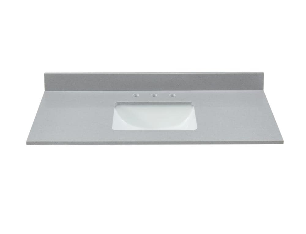 Mejor vista Meridiano 49 pulgadas x 22 pulgadas Gris/Pulido Mármol sintético empotrado Lavabo simple 261032