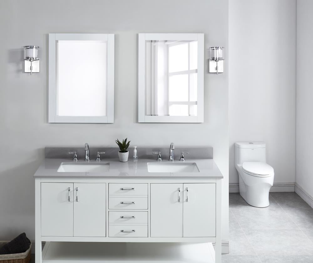 Mejor vista Meridian 61 pulgadas x 22 pulgadas Gris/Pulido Mármol Engineered Lavabo doble bajo encimera 261033