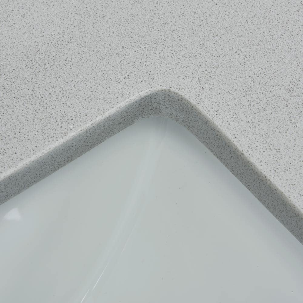 Mejor vista Meridian 61 pulgadas x 22 pulgadas Gris/Pulido Mármol Engineered Lavabo doble bajo encimera 261033