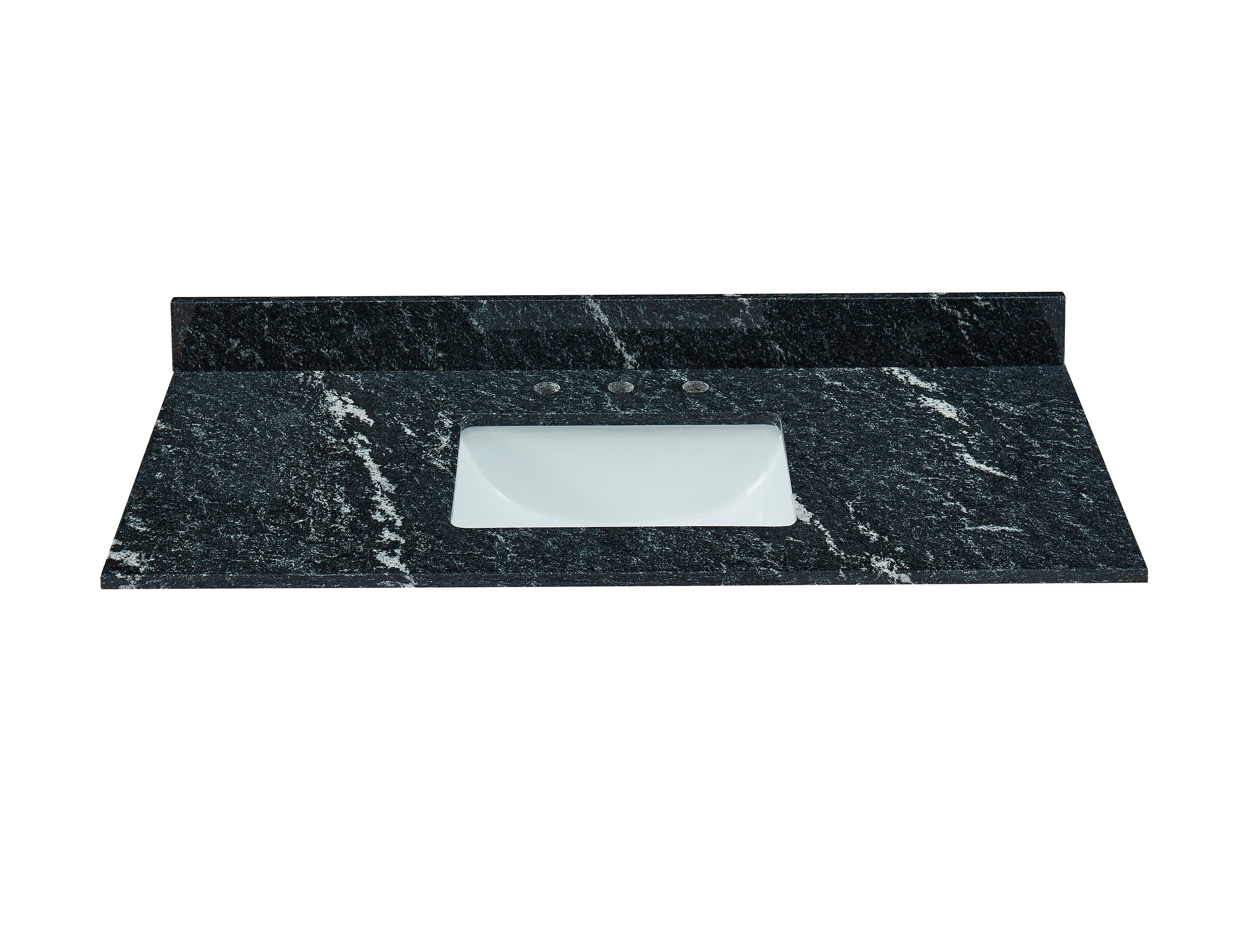 Lavabo individual de granito negro Thunder, de montaje inferior, de 49 pulgadas x 22 pulgadas - Mejor vista