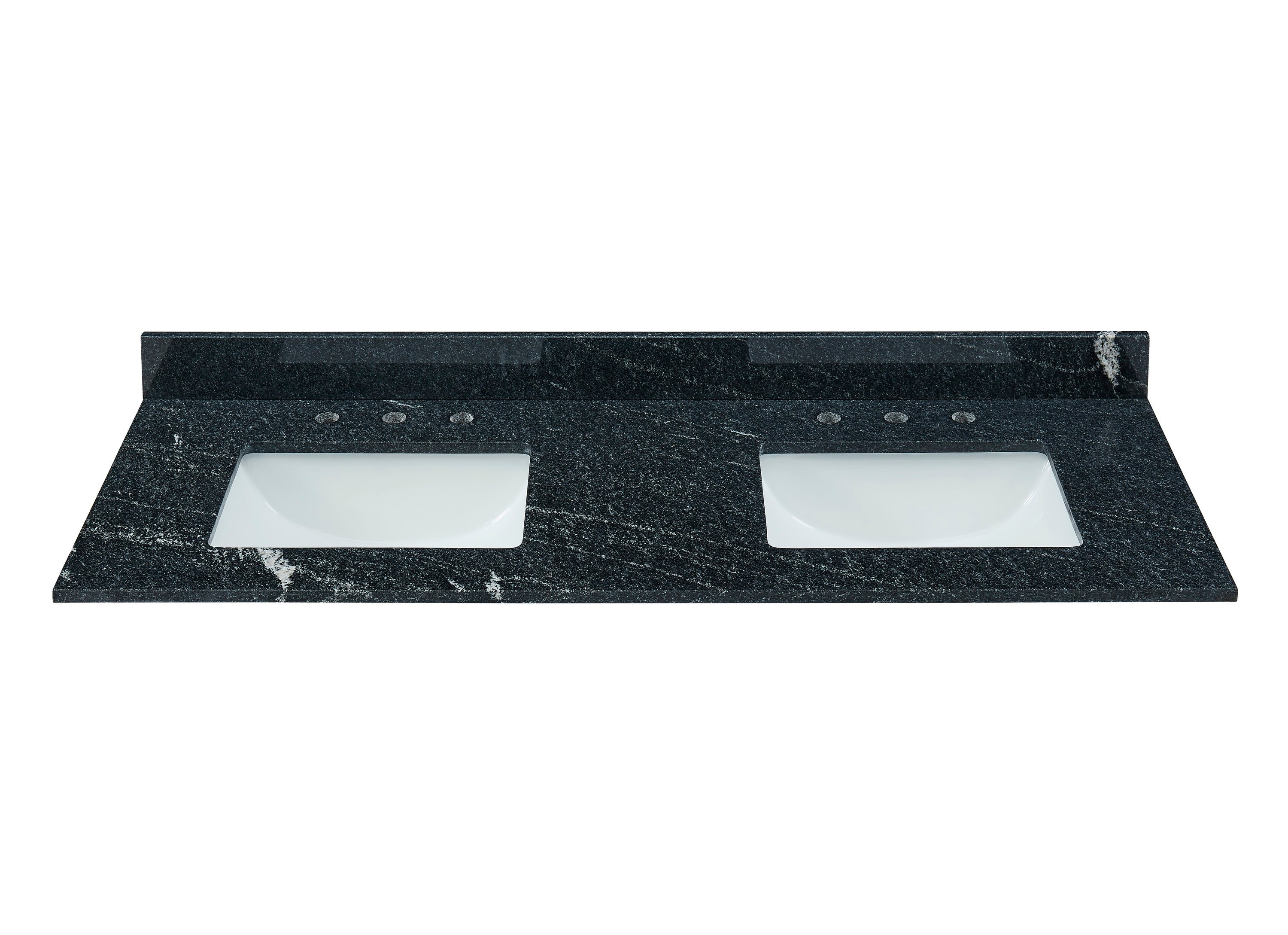 Fregadero doble Bestview de granito negro Thunder de 61 pulgadas x 22 pulgadas, modelo 261046.