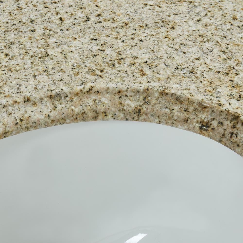 Mejor Vista Lavabo Doble Empotrado de Granito Color Beige/Pulido 61 pulgadas x 22 pulgadas