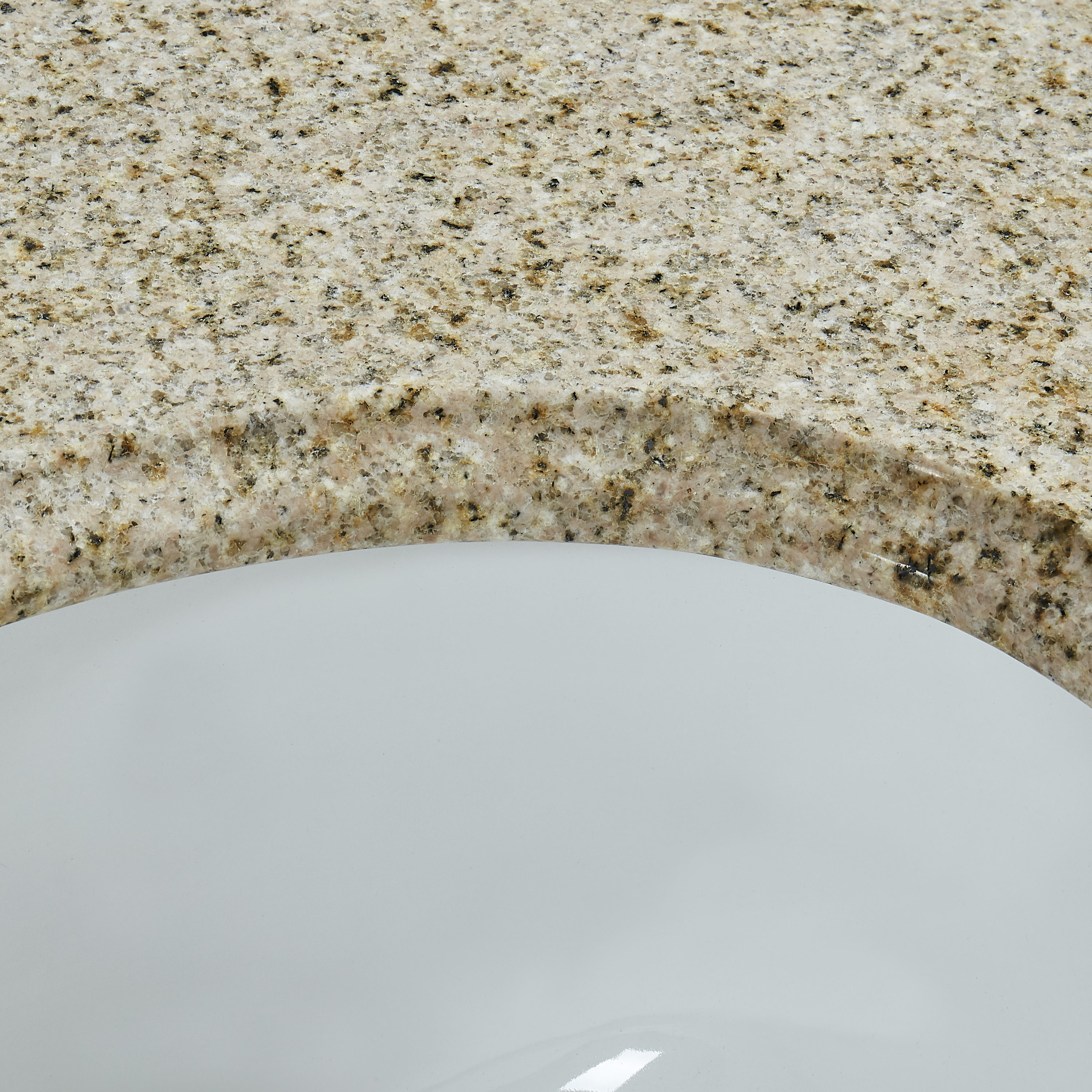 Mejor vista 37 pulgadas x 22 pulgadas Encimera de tocador de baño de granito dorado del desierto con lavabo individual bajo encimera de 3 orificios