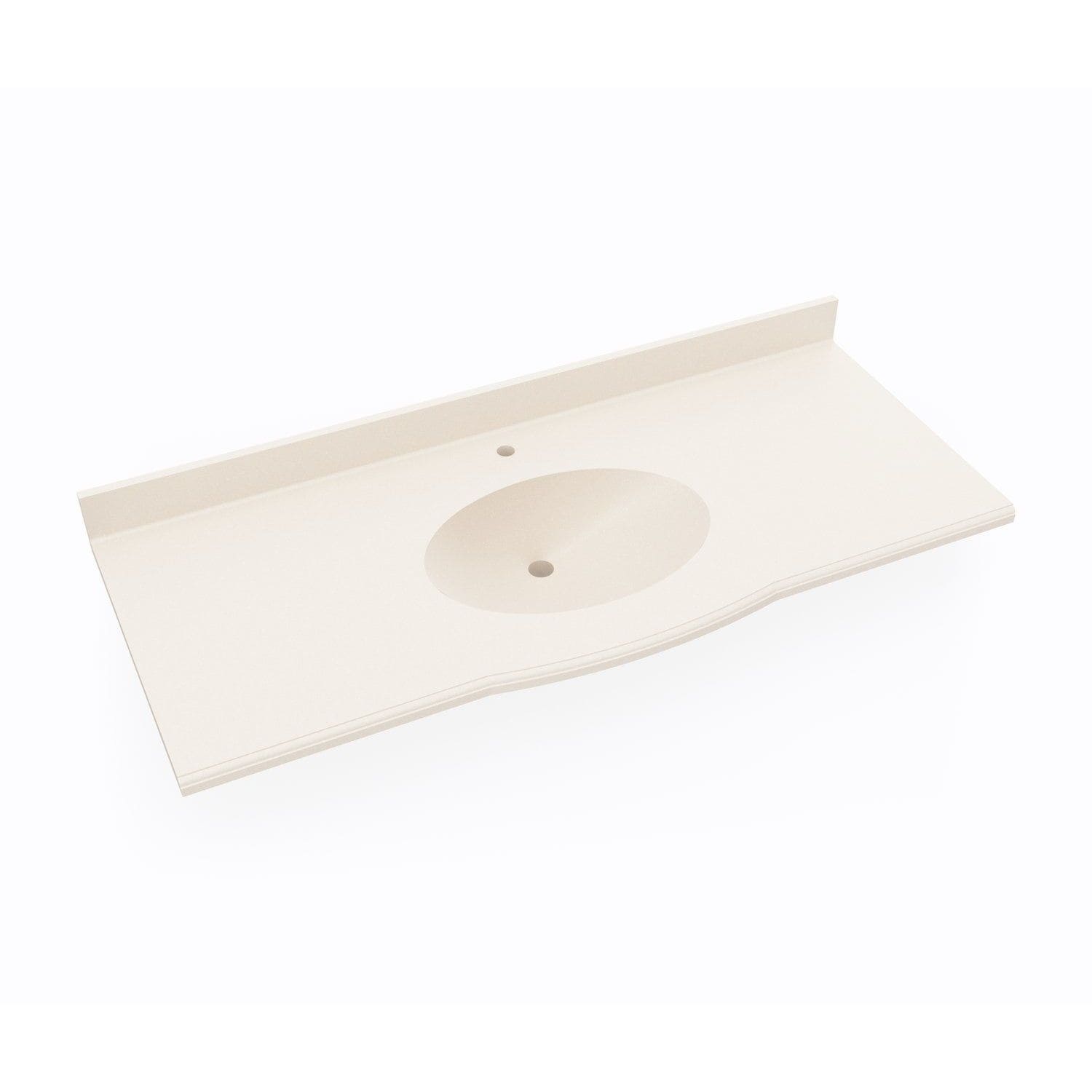 Cubierta de tocador de baño de superficie sólida integral con lavabo individual de un solo orificio en blanco Tahití de 55 pulgadas x 22 pulgadas de SWAN Europa (011) EV02255.011