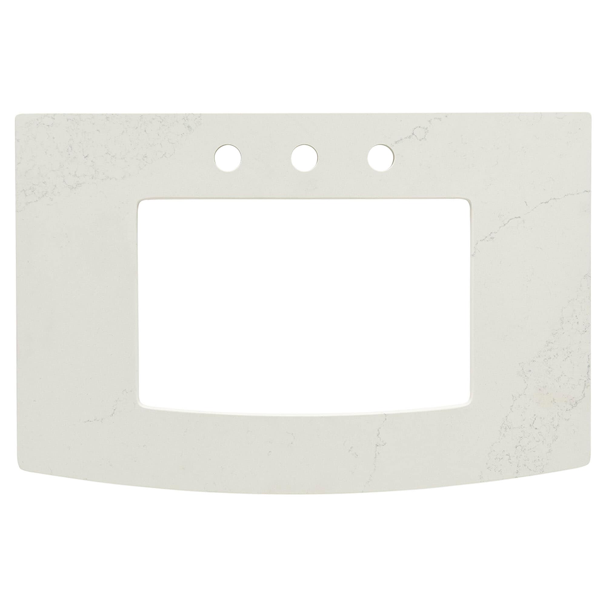 Cubierta de tocador de baño American Standard Townsend de cuarzo blanco de 30 pulgadas x 19 pulgadas con un lavabo individual empotrable de 3 orificios