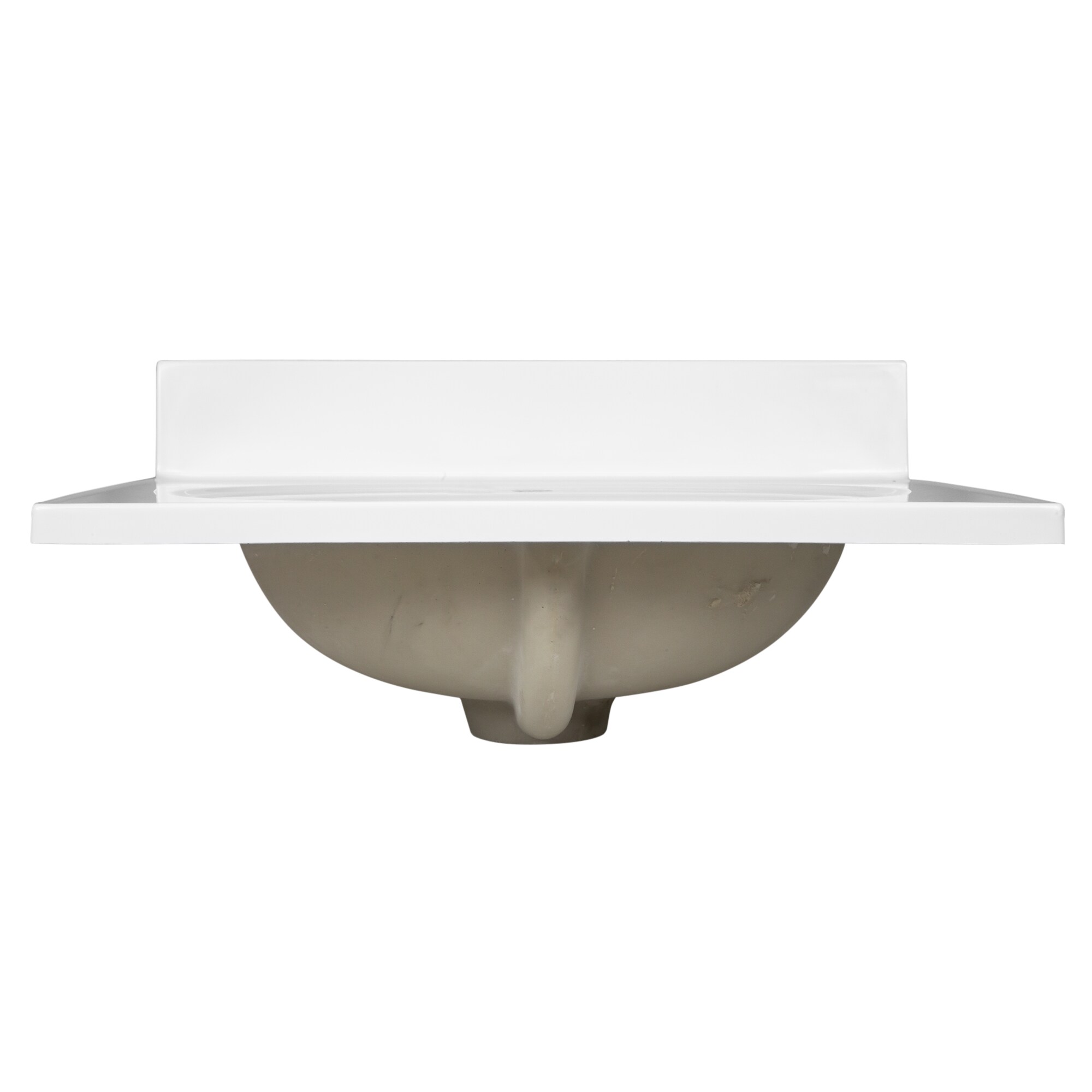 Encimera de baño de mármol cultivado blanco sólido de 25 pulgadas x 22 pulgadas con lavabo individual y un agujero - Casa de Diseño