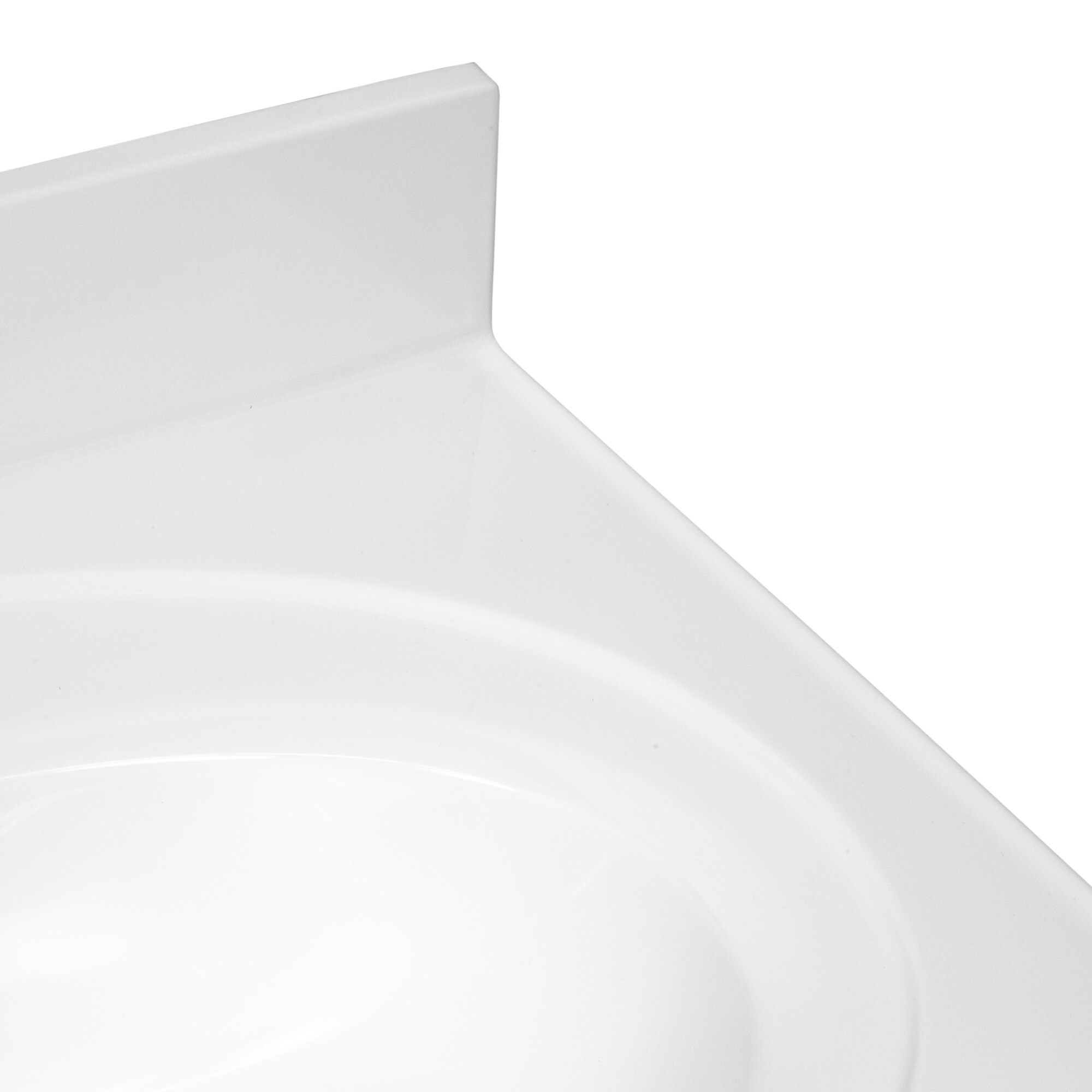 Encimera de baño de mármol cultivado blanco sólido de 25 pulgadas x 22 pulgadas con lavabo individual y un agujero - Casa de Diseño