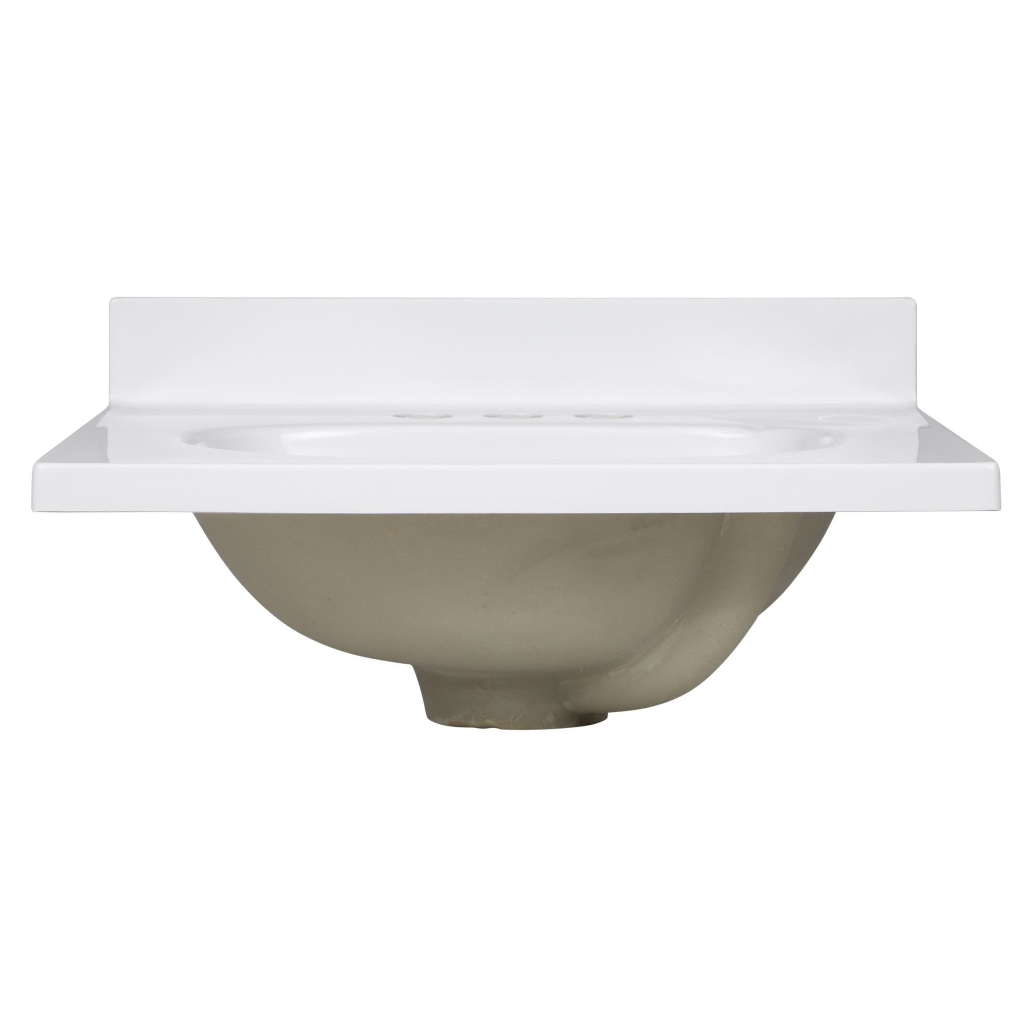 Tapa de lavabo de baño de mármol sólido blanco integrado de 19 pulgadas x 17 pulgadas con un solo lavabo y 3 orificios de montaje