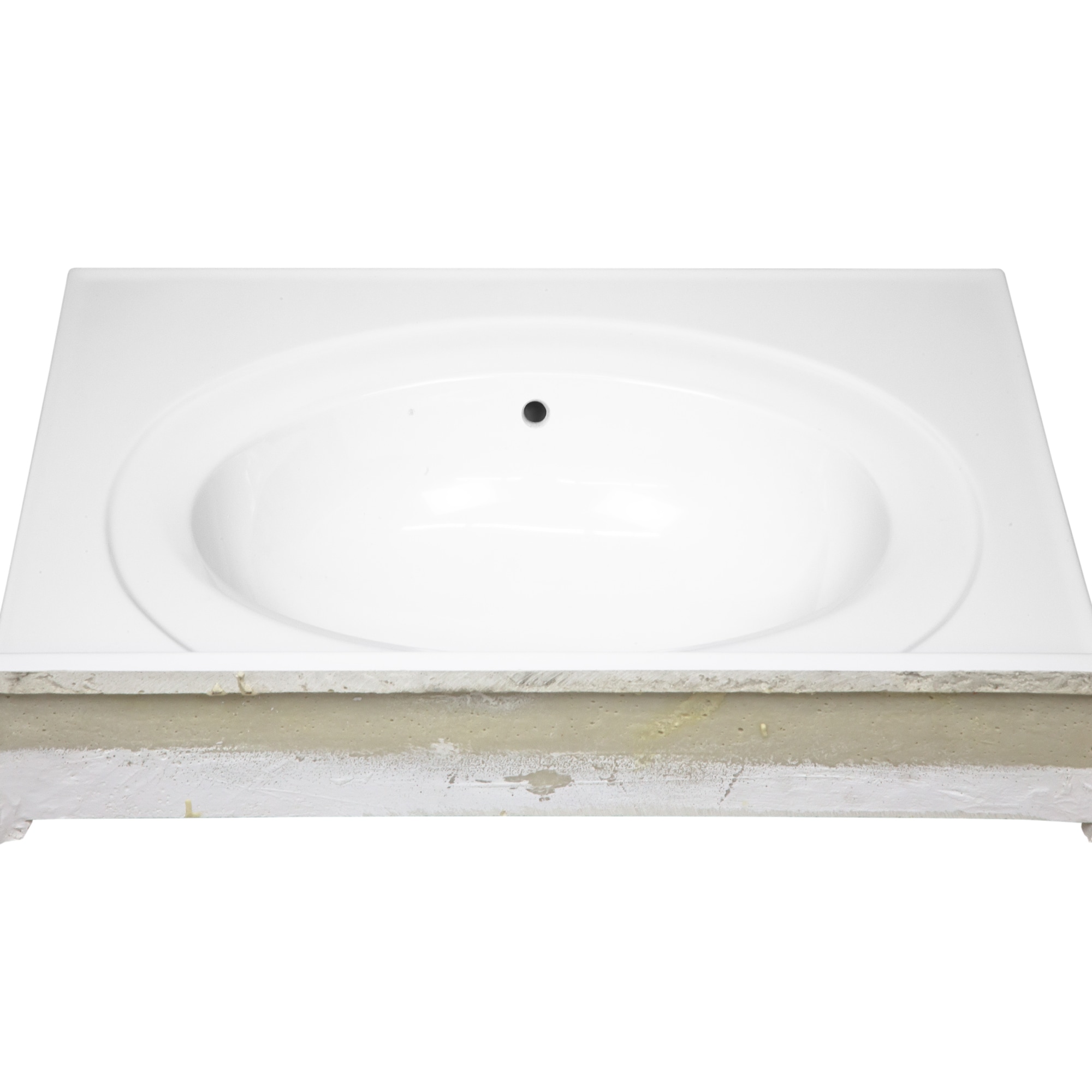 Encimera de baño de mármol cultivado blanco sólido de 25 pulgadas x 22 pulgadas con lavabo individual y 3 orificios - Design House