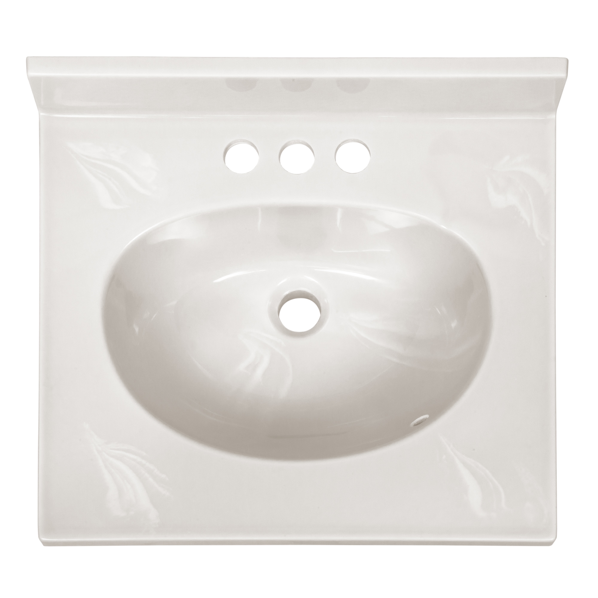 Tope de tocador de baño de mármol cultivado en marfil con lavabo individual integrado y con acabado en remolino de 19 pulgadas x 17 pulgadas y 3 orificios.