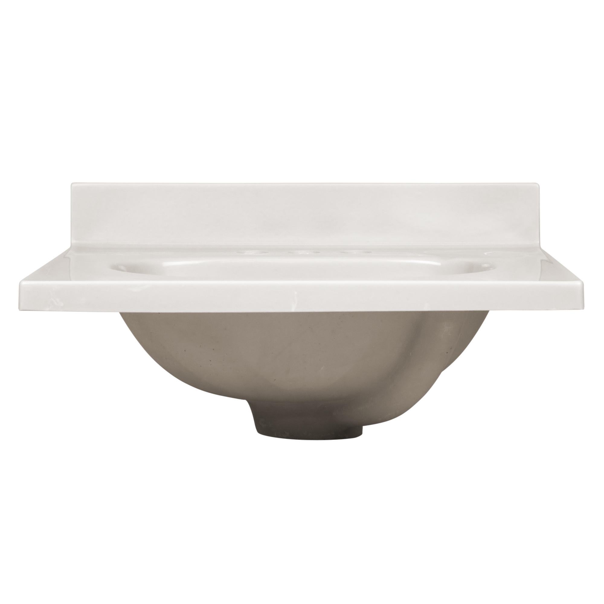 Tope de tocador de baño de mármol cultivado en marfil con lavabo individual integrado y con acabado en remolino de 19 pulgadas x 17 pulgadas y 3 orificios.