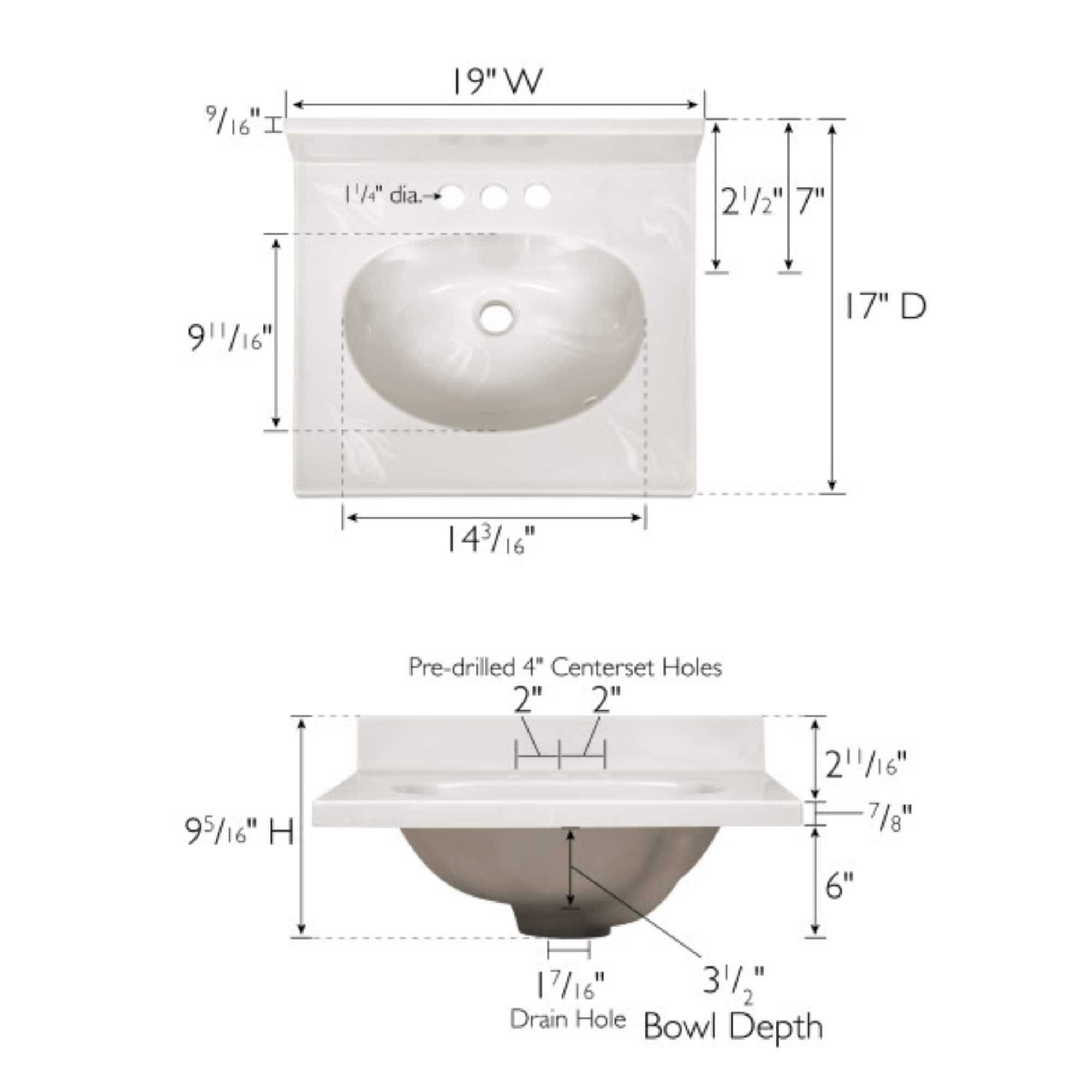 Tope de tocador de baño de mármol cultivado en marfil con lavabo individual integrado y con acabado en remolino de 19 pulgadas x 17 pulgadas y 3 orificios.