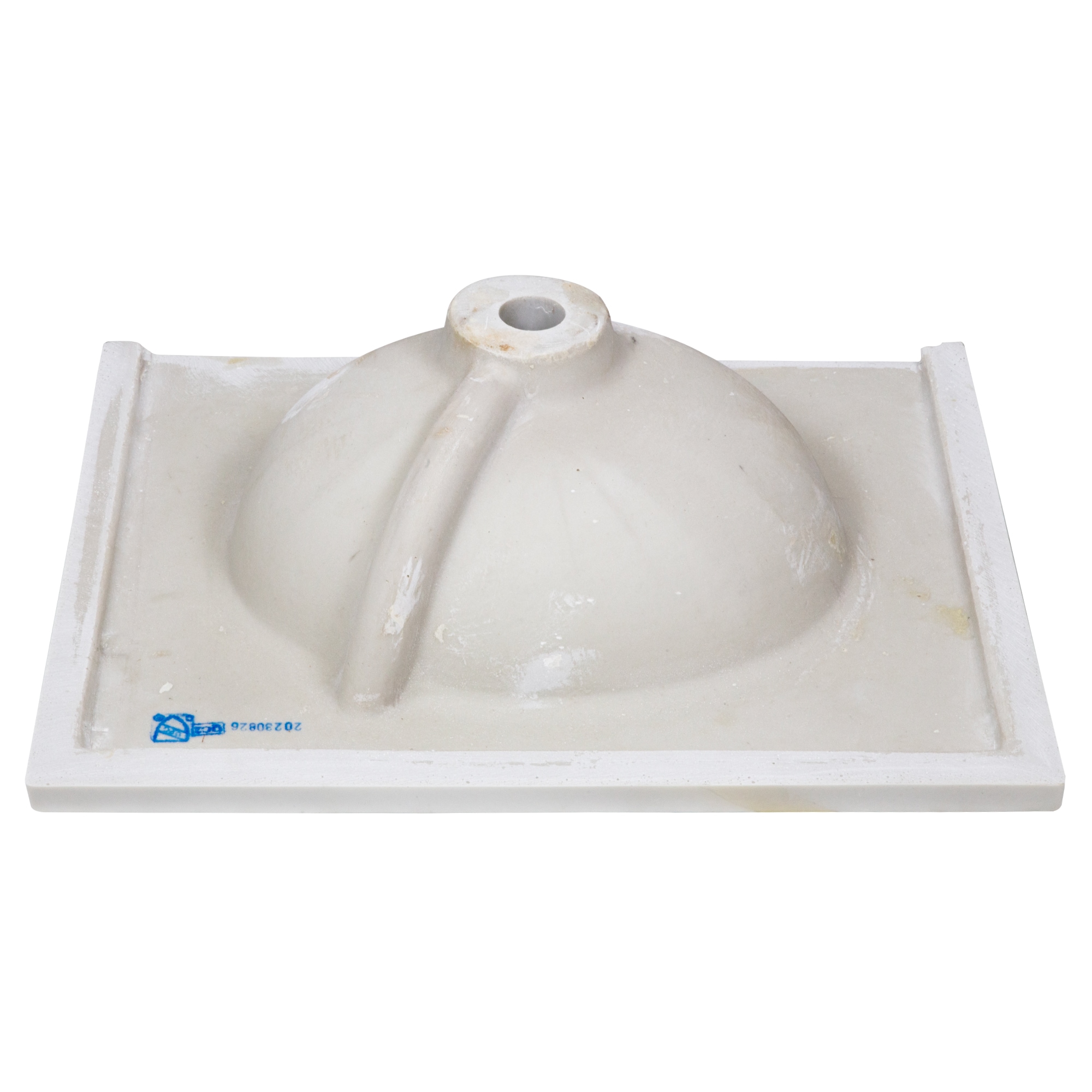 Tope de tocador de baño de 25 pulgadas x 19 pulgadas con lavabo individual integrado de mármol cultivado en tono marfil con remolinos - 3 orificios