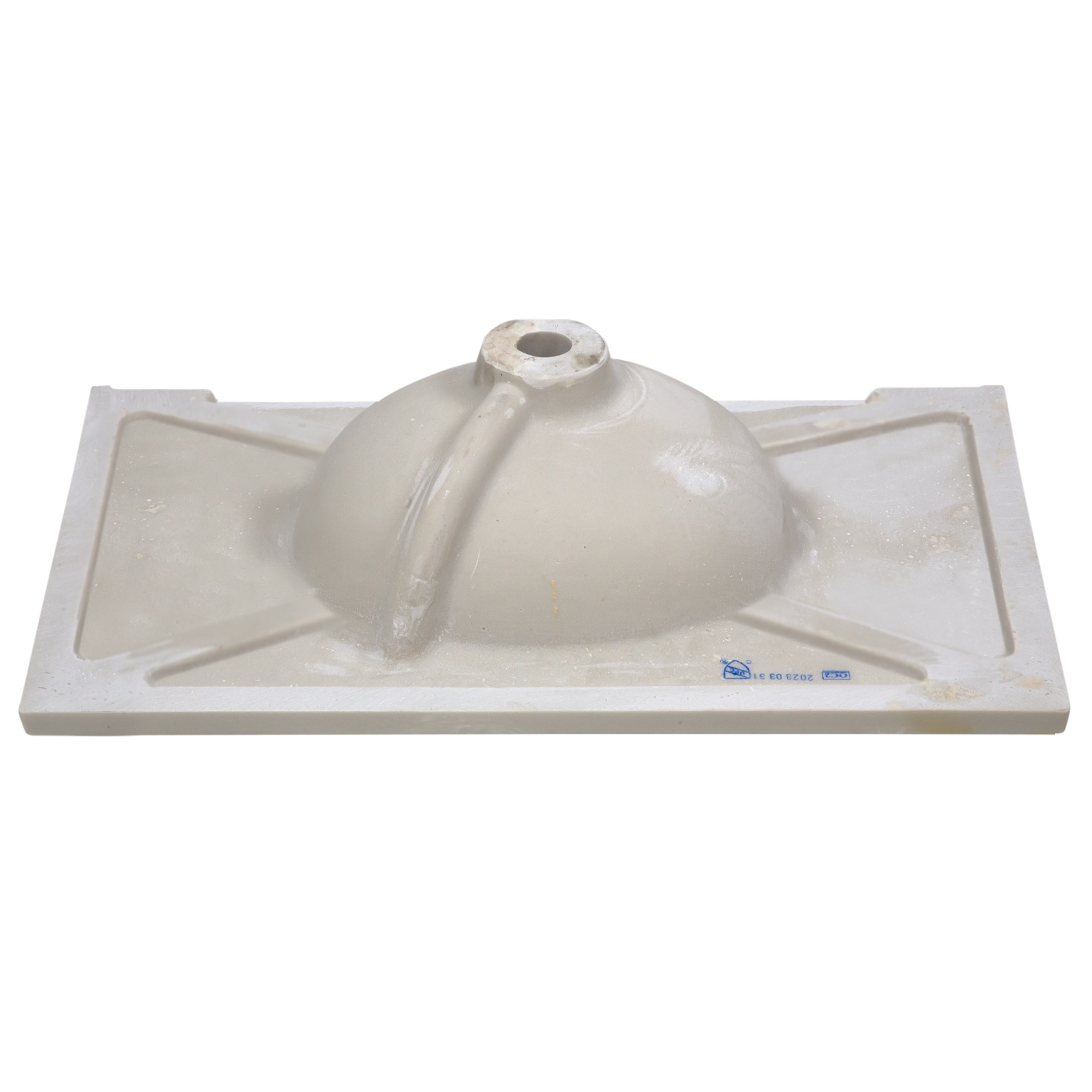 Encimera de baño de mármol cultivado con fregadero individual en color marfil con diseño de remolinos, 31 pulgadas x 19 pulgadas, y 3 orificios para grifería.