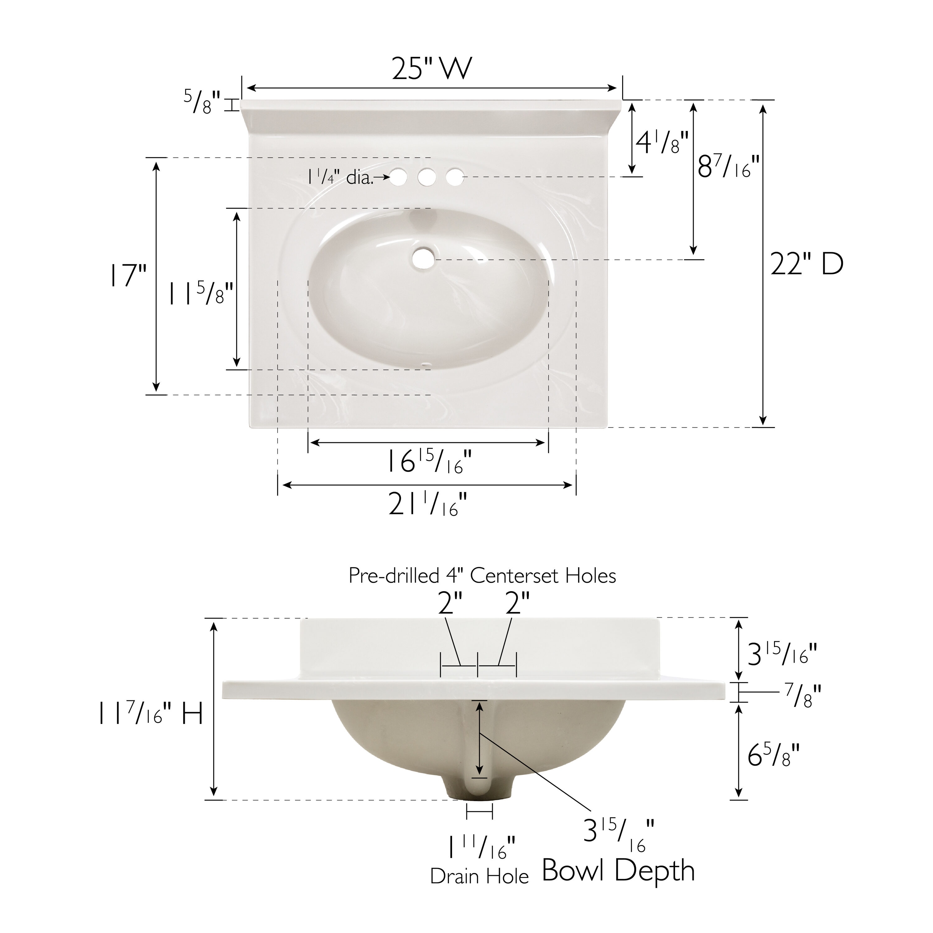 Encimera para baño de mármol cultivado con lavabo individual integrado en color marfil de diseño Swirl de 25 pulgadas x 22 pulgadas con 3 orificios - 586313