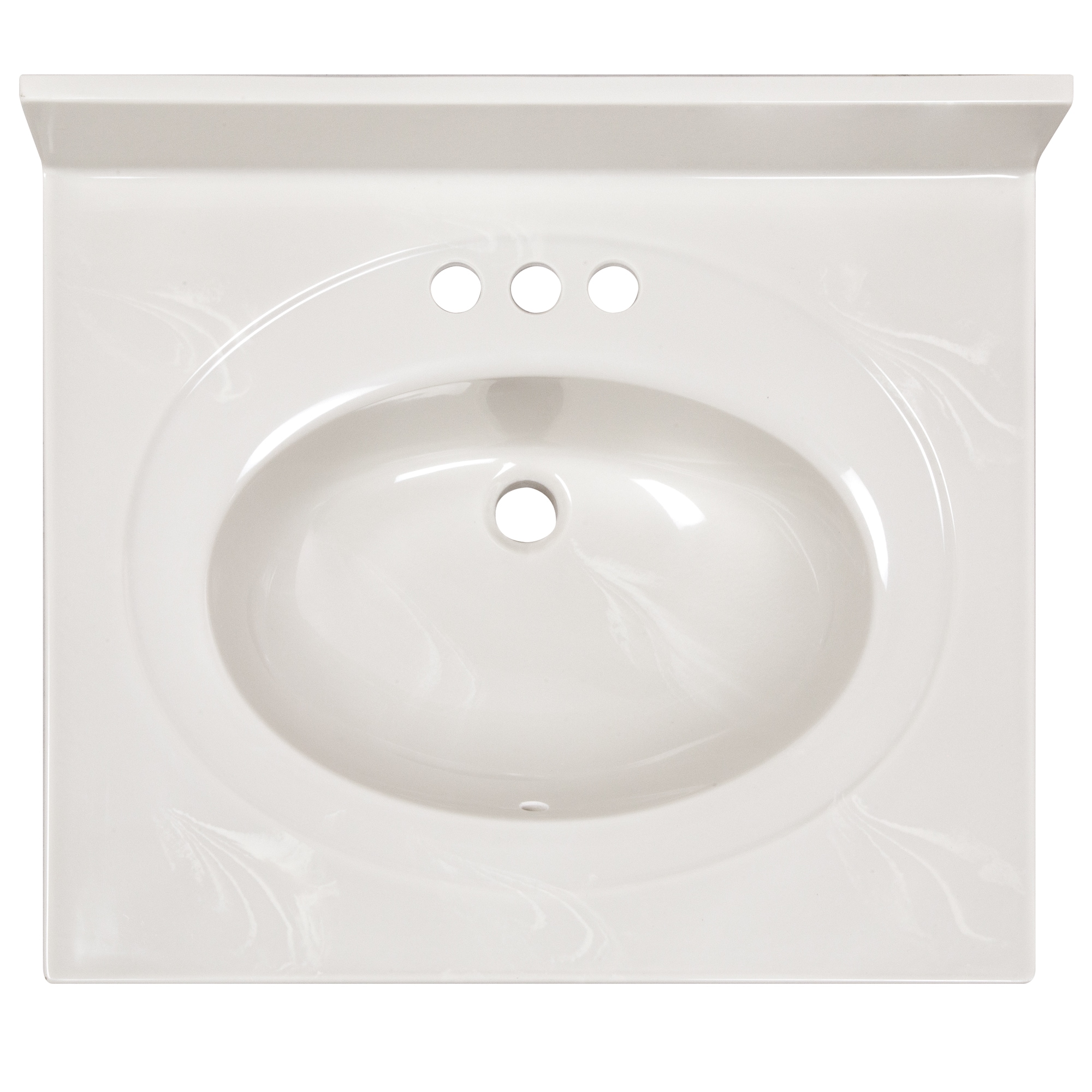 Encimera para baño de mármol cultivado con lavabo individual integrado en color marfil de diseño Swirl de 25 pulgadas x 22 pulgadas con 3 orificios - 586313