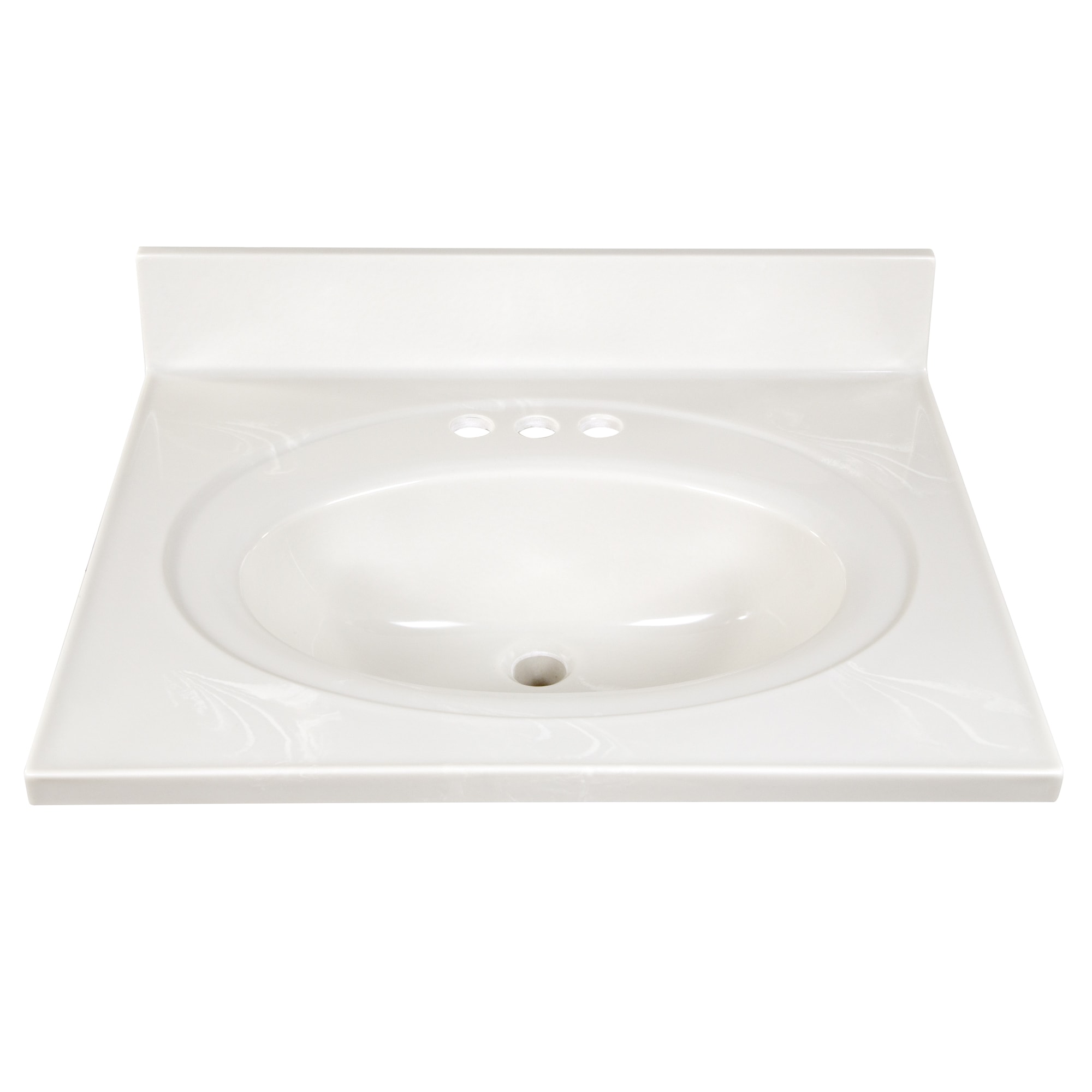 Encimera para baño de mármol cultivado con lavabo individual integrado en color marfil de diseño Swirl de 25 pulgadas x 22 pulgadas con 3 orificios - 586313