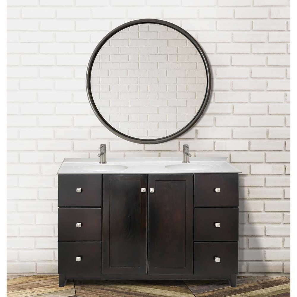Encimera de baño de mármol sólido blanco de 61 pulgadas x 22 pulgadas con doble lavabo y un solo orificio - Modelo 597385
