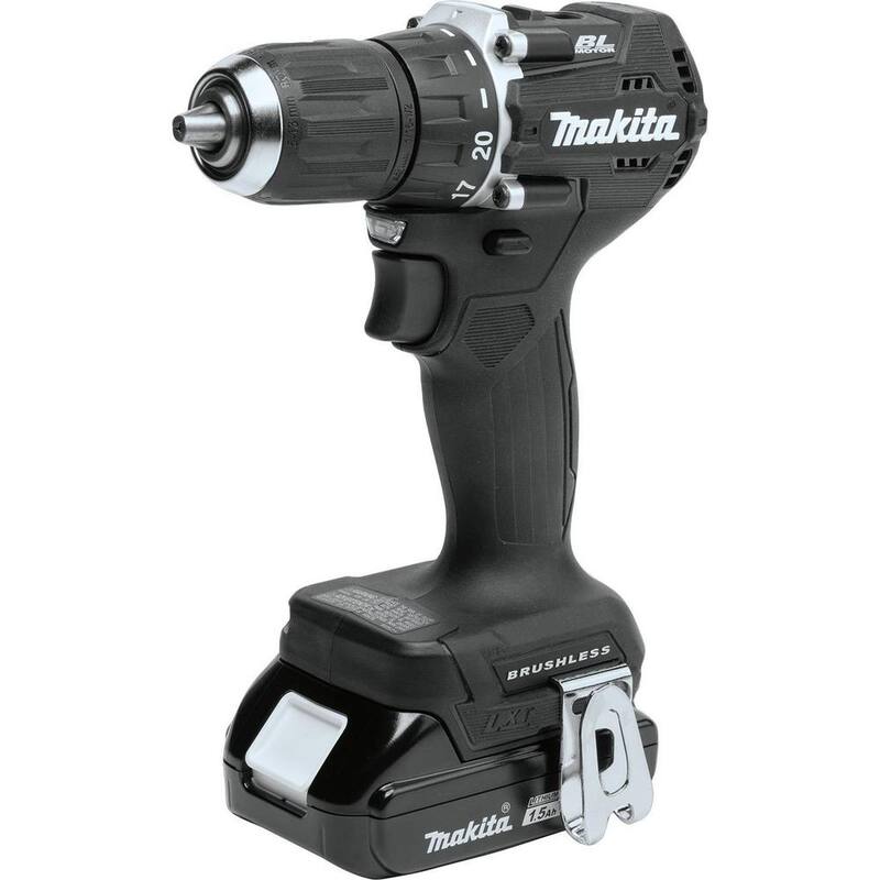Kit Taladro Destornillador Inalámbrico de Velocidad Variable con Motor sin Escobillas de Iones de Litio Subcompacto 18V LXT de Makita, 1/2 pulgadas, 1.5Ah - XFD15SY1B