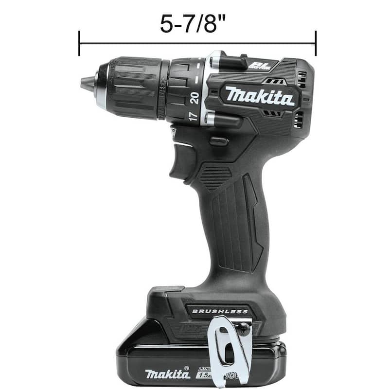 Kit Taladro Destornillador Inalámbrico de Velocidad Variable con Motor sin Escobillas de Iones de Litio Subcompacto 18V LXT de Makita, 1/2 pulgadas, 1.5Ah - XFD15SY1B