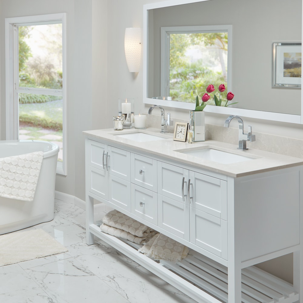 Encimera de baño con lavabo individual bajo encastre de cuarzo Allura pulido de 37 pulgadas x 22 pulgadas y 3 orificios de MarCraft Vista