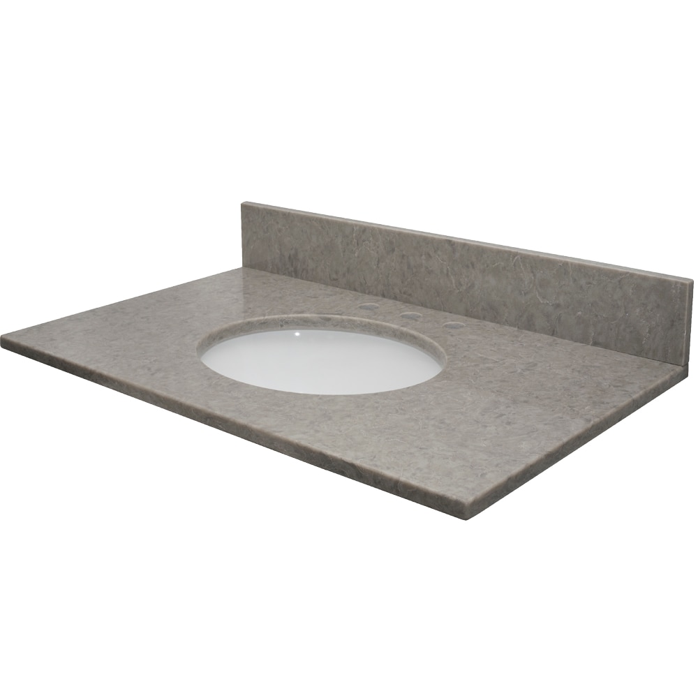 Encimera de baño con doble lavabo bajo de cuarzo diamante pulido de 61 pulgadas x 22 pulgadas, MarCraft Vista, con 3 orificios