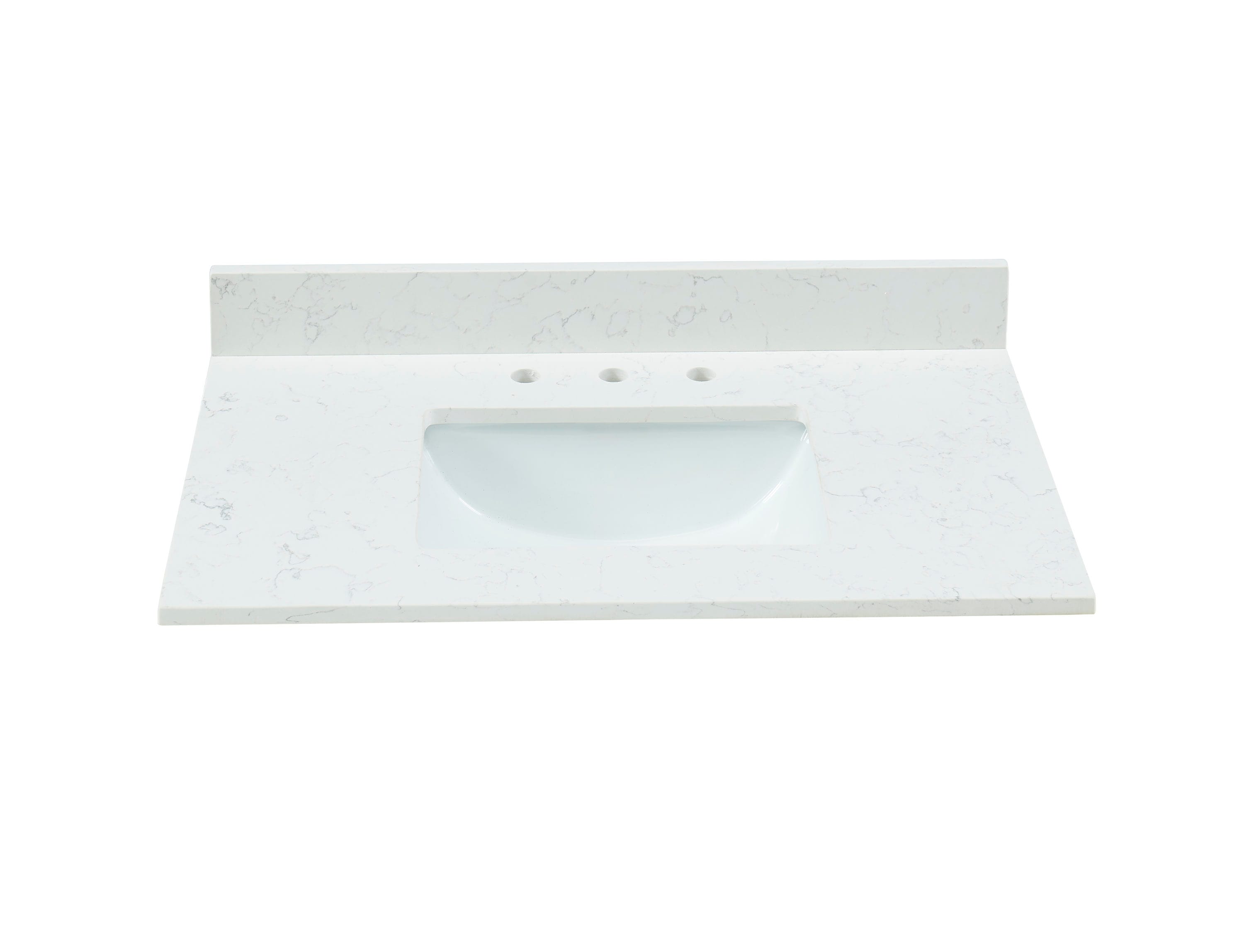 Fregadero único Bestview de cuarzo blanco Carrara de 37 pulgadas x 22 pulgadas