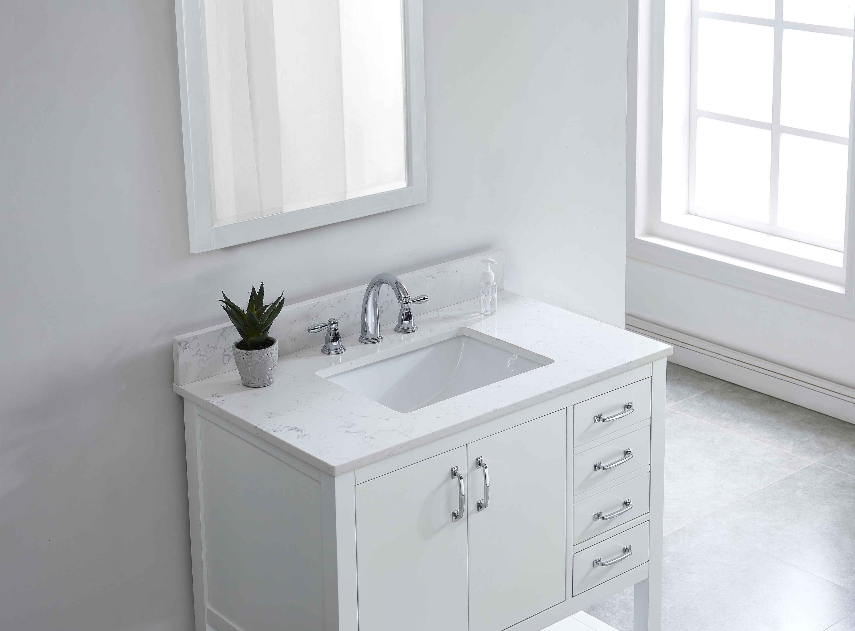Fregadero único Bestview de cuarzo blanco Carrara de 37 pulgadas x 22 pulgadas