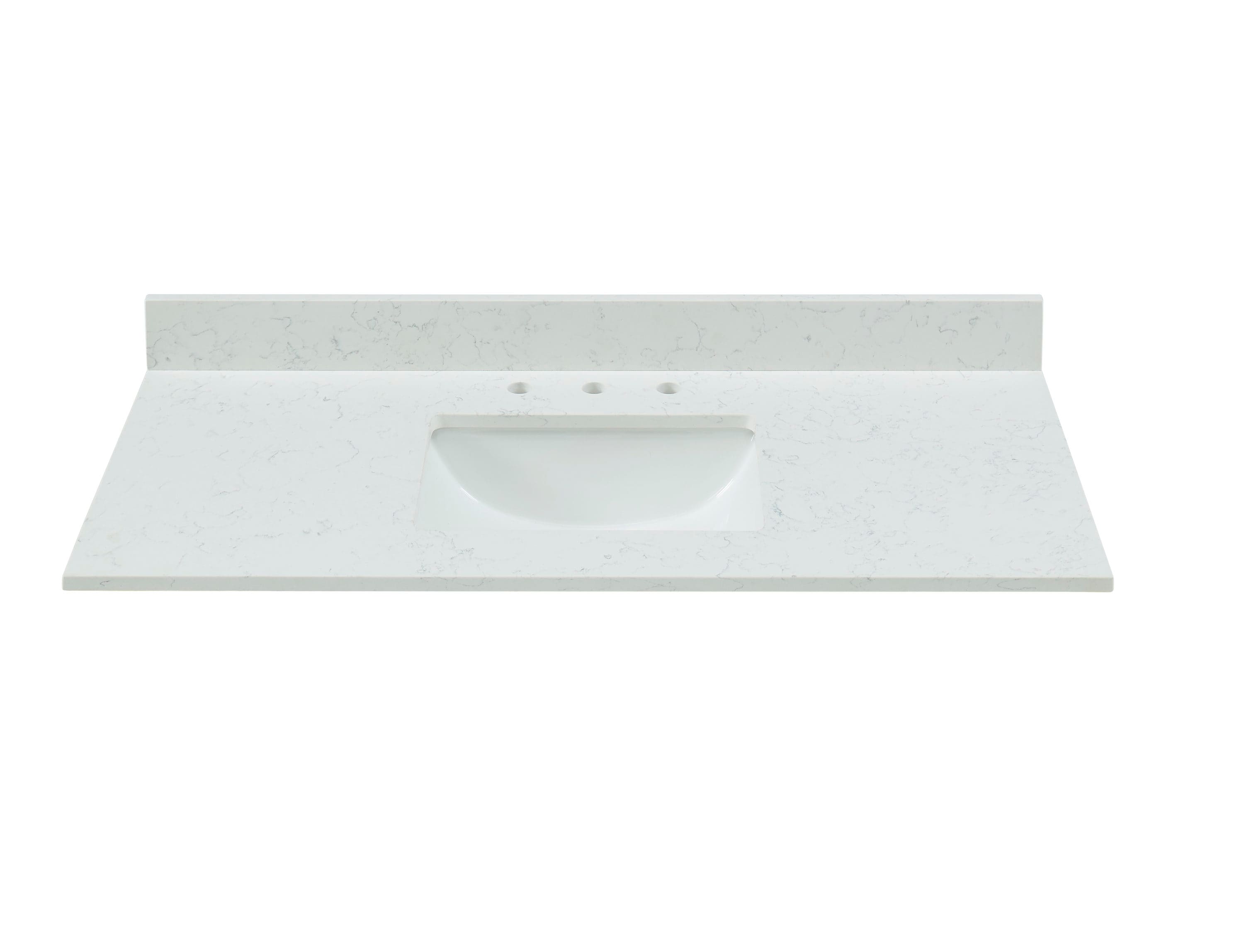 Fregadero individual empotrado de cuarzo blanco Carrara Bestview de 43 pulgadas x 22 pulgadas