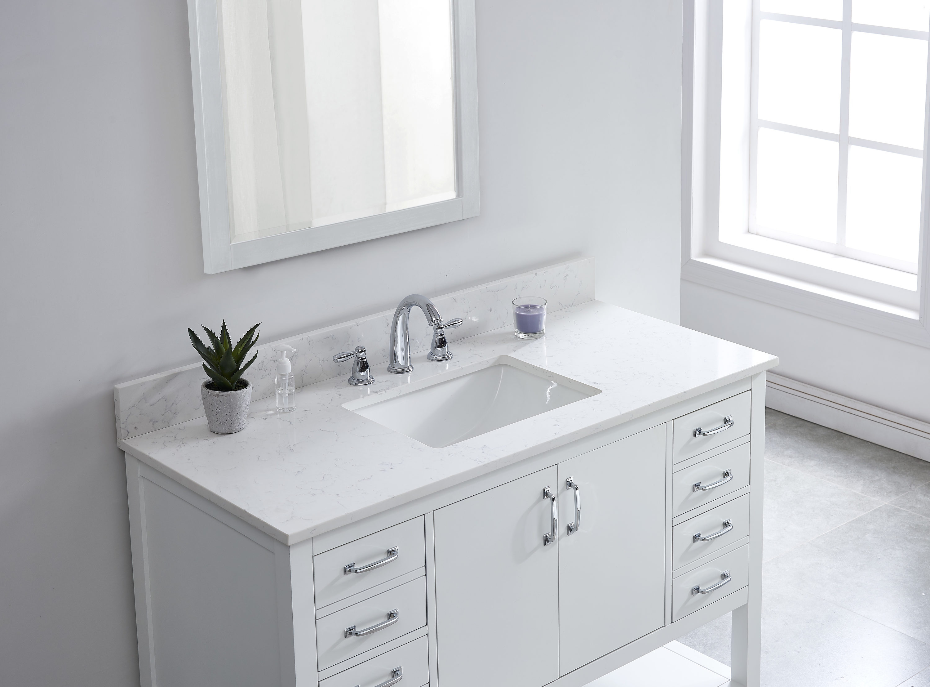 Fregadero individual empotrado de cuarzo blanco Carrara Bestview de 43 pulgadas x 22 pulgadas