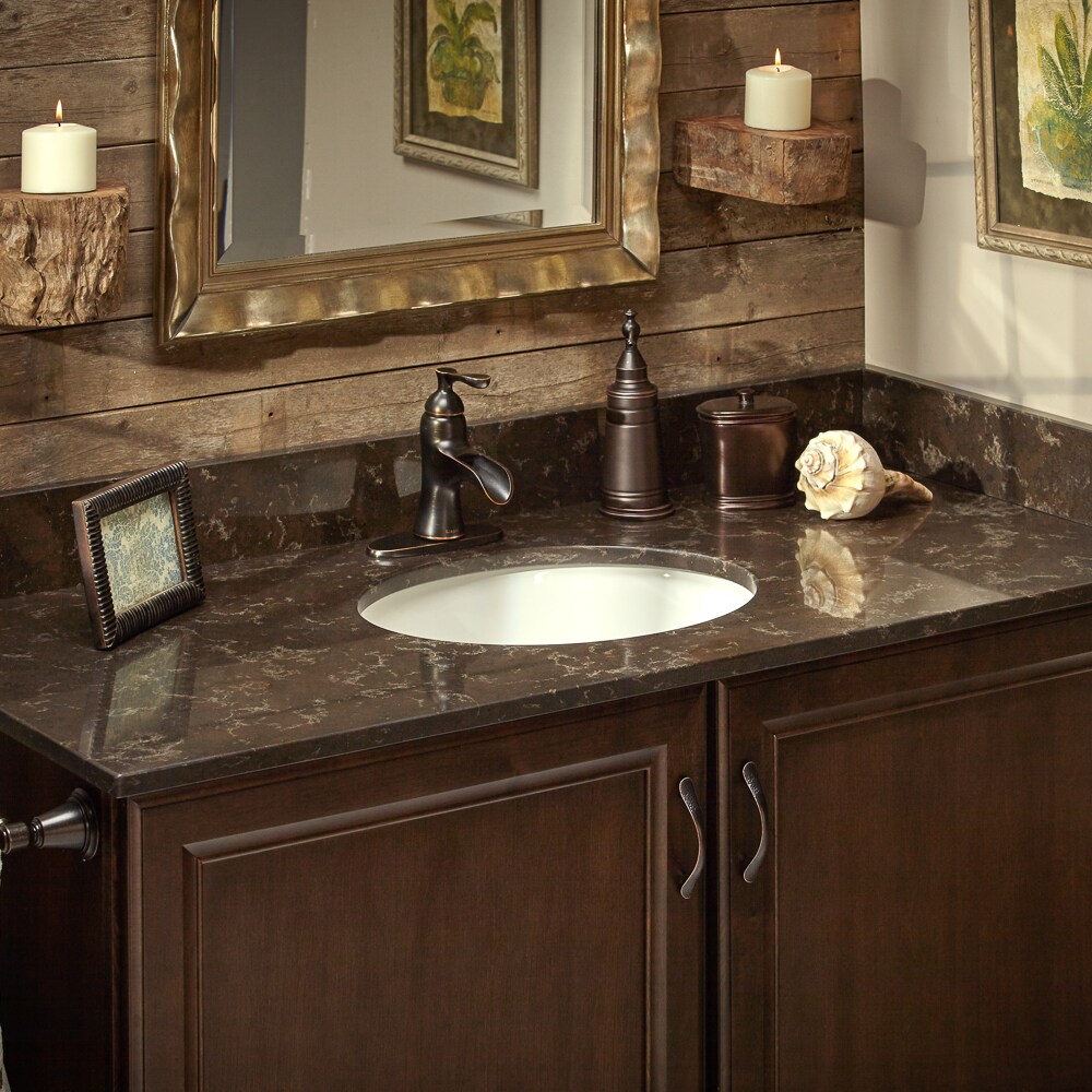 Tope de baño para vanidad con fregadero simple bajo cubierta de cuarzo celestial pulido de 49 pulgadas x 22 pulgadas con 3 orificios - MarCraft Vista