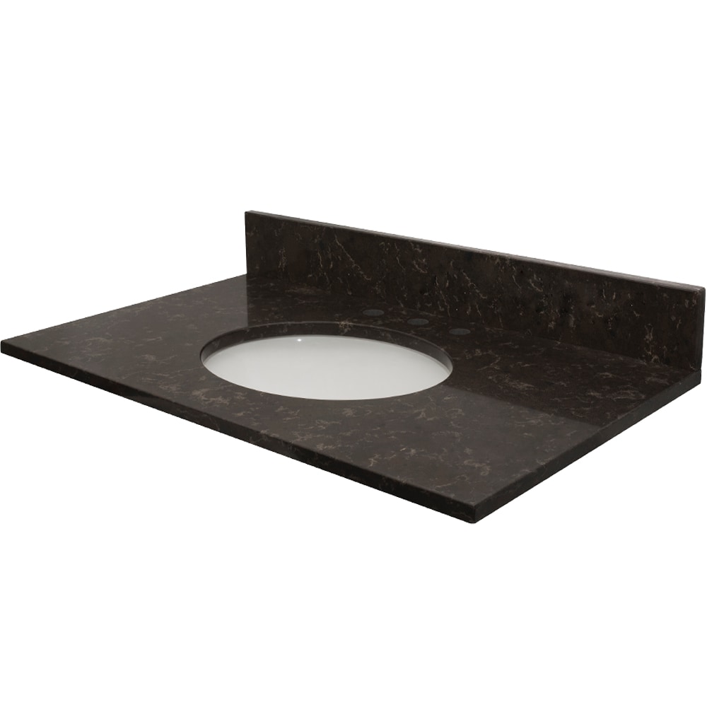Tope de baño para vanidad con fregadero simple bajo cubierta de cuarzo celestial pulido de 49 pulgadas x 22 pulgadas con 3 orificios - MarCraft Vista