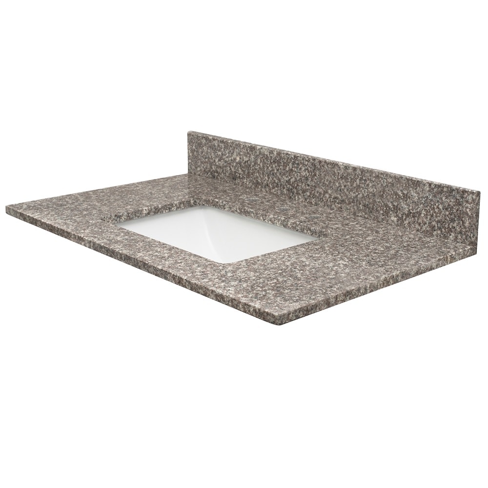 Encimera de baño con lavabo único empotrado de granito pulido Beaumont de 25 pulgadas x 22 pulgadas, con 3 agujeros - MarCraft Vista