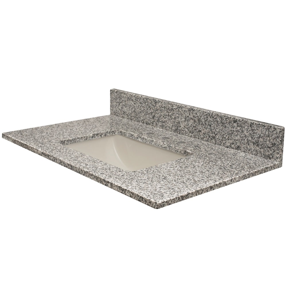 Tope de baño de granito pulido para lavabo individual empotrado MarCraft Vista de 37 pulgadas x 22 pulgadas con 3 orificios - VGLI3722801