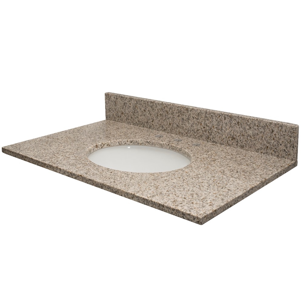Tapa de tocador de baño de granito granola pulido MarCraft Vista de 31 pulgadas x 22 pulgadas con fregadero individual bajo cubierta de 3 orificios
