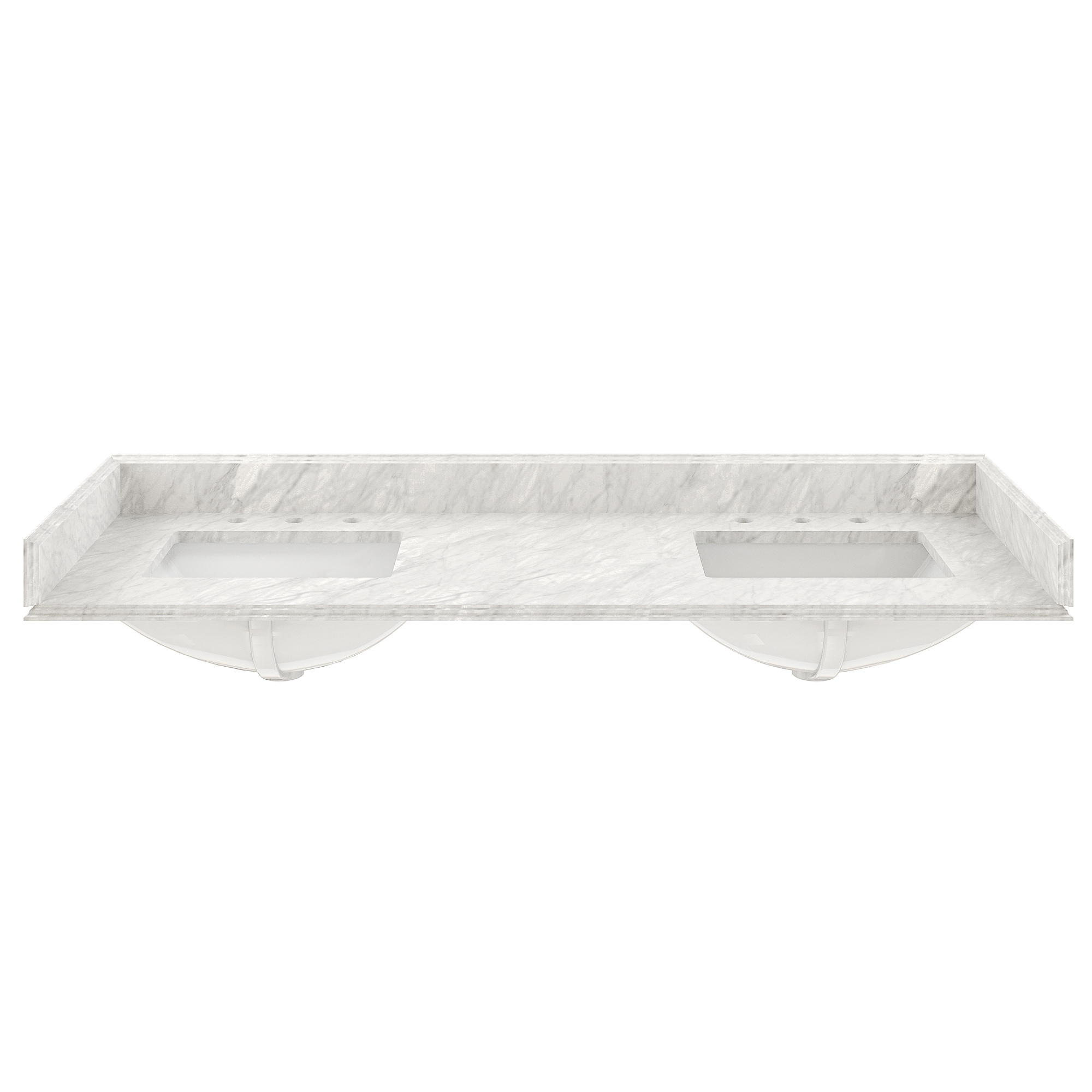 Tapa de tocador de baño de mármol natural blanco Carrara con dos lavabos empotrados de 61 pulgadas x 22 pulgadas y 6 orificios de CASAINC