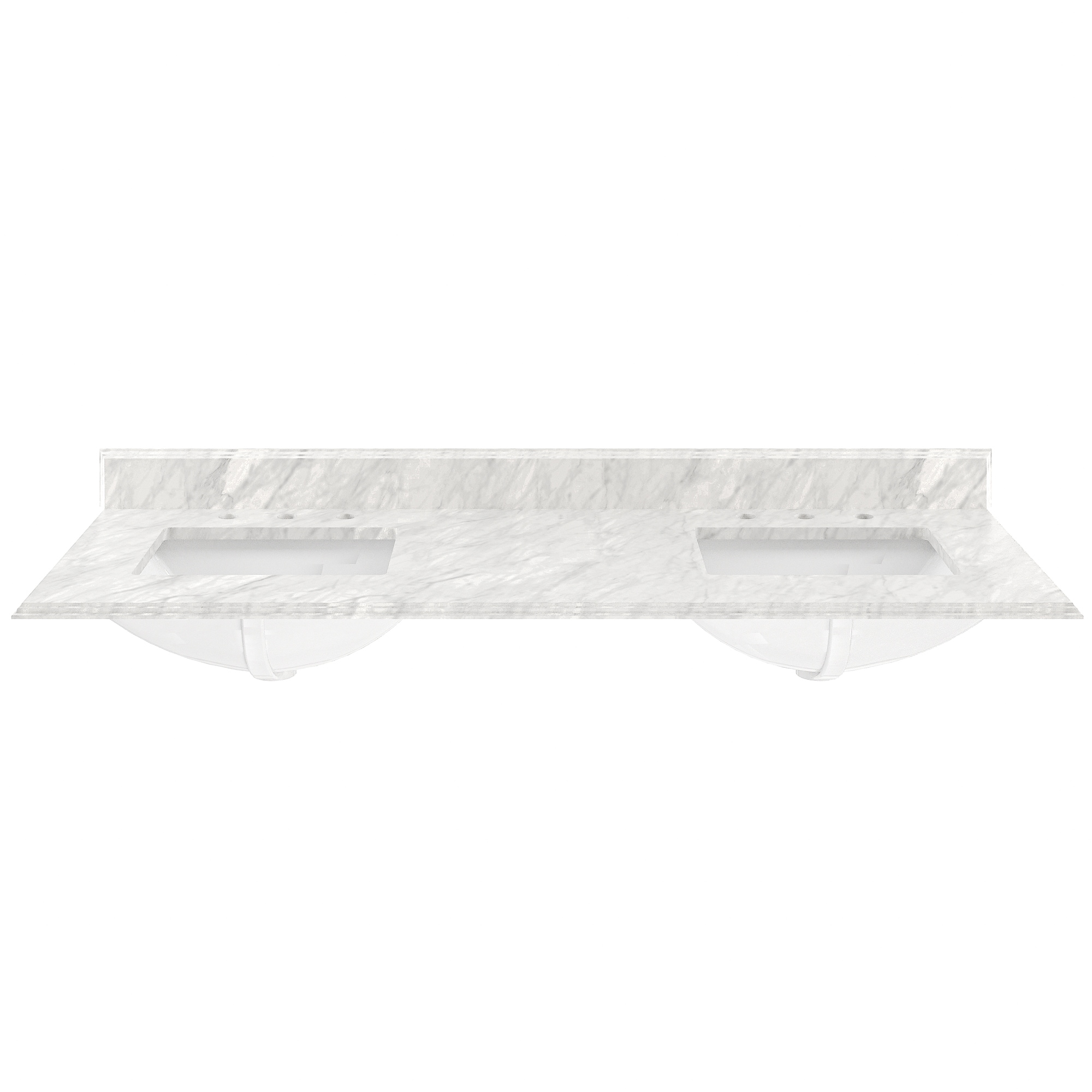 Tapa de tocador de baño de mármol natural blanco Carrara con dos lavabos empotrados de 61 pulgadas x 22 pulgadas y 6 orificios de CASAINC