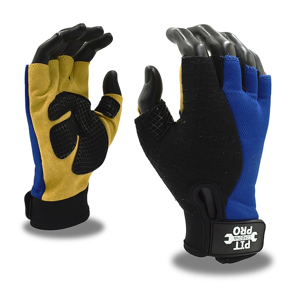 Guante de actividad Cordova PIT PRO, PALMA DE CUERO SINTÉTICO, ALMOHADILLA DE ESPUMA DE GEL, DORSO DE SPANDEX AZUL/NEGRO - GRANDE, 12 PIEZAS - 77771
