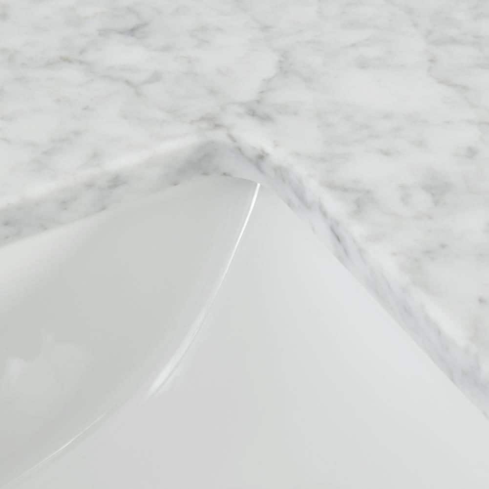 Tapa de tocador de baño de mármol natural Carrara blanco de 49 pulgadas x 22 pulgadas con fregadero individual de montaje inferior de 3 agujeros de allen + roth