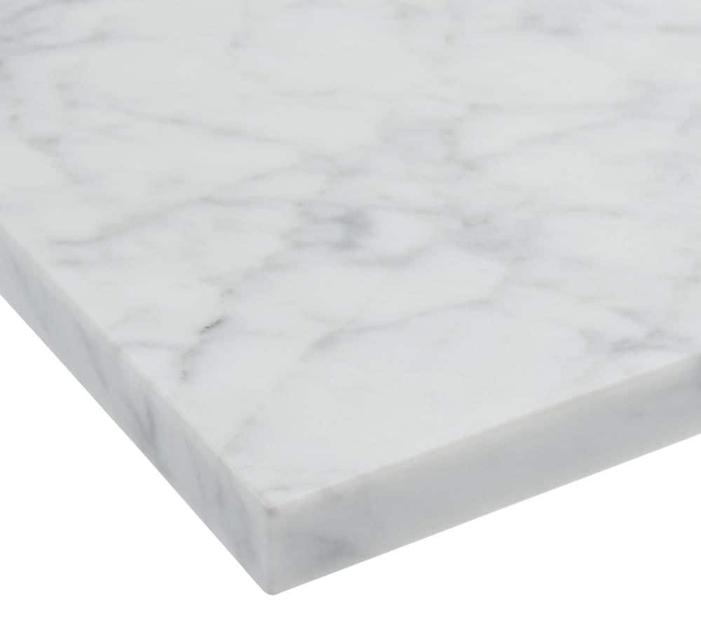 Tapa de tocador de baño de mármol natural Carrara blanco de 49 pulgadas x 22 pulgadas con fregadero individual de montaje inferior de 3 agujeros de allen + roth