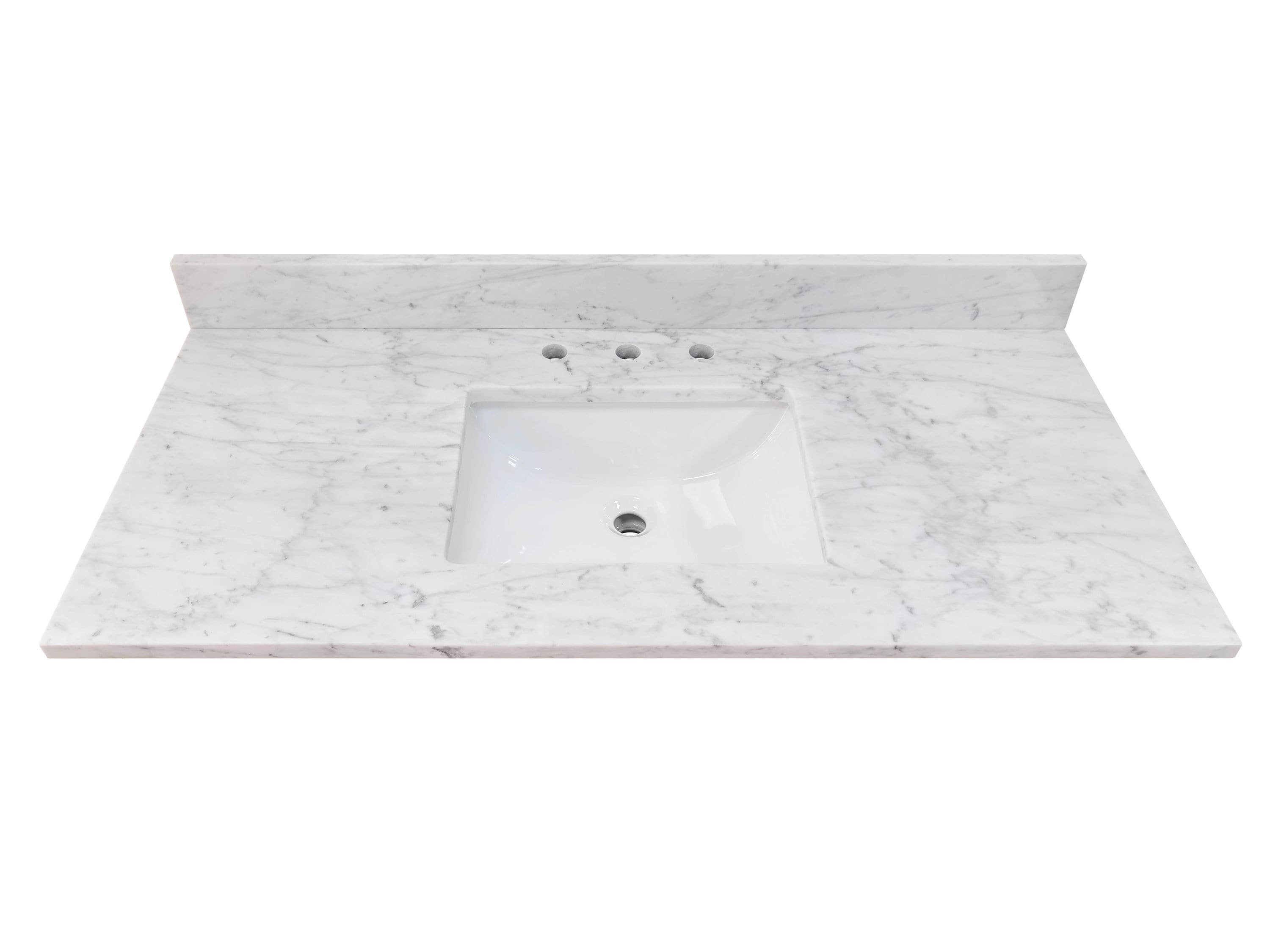 Tapa de tocador de baño de mármol natural Carrara blanco de 49 pulgadas x 22 pulgadas con fregadero individual de montaje inferior de 3 agujeros de allen + roth