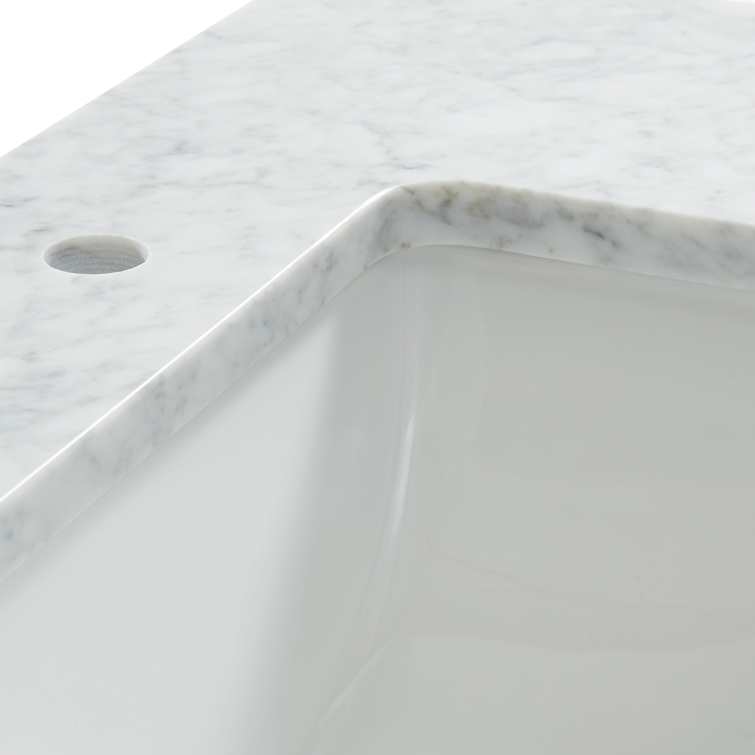 Tapa de tocador de baño de mármol natural Carrara blanco de 49 pulgadas x 22 pulgadas con fregadero individual de montaje inferior de 3 agujeros de allen + roth