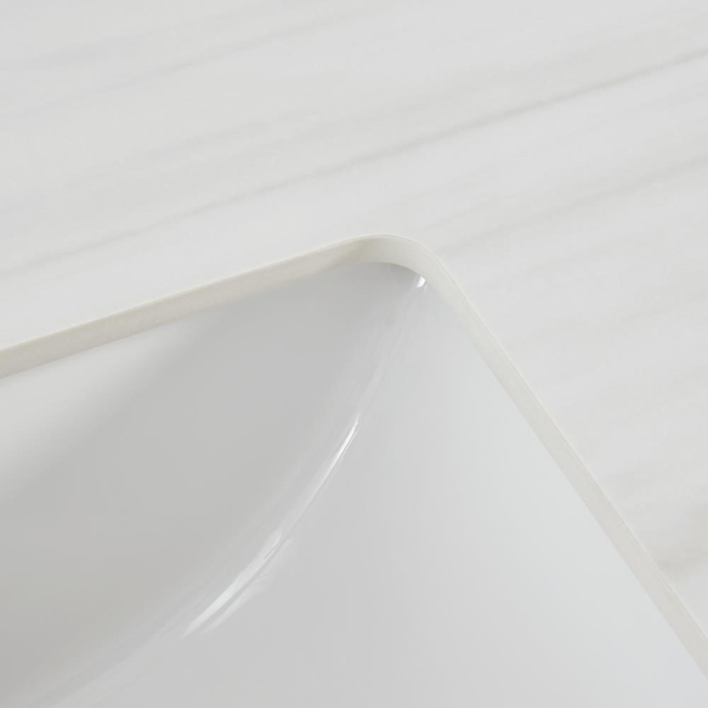 Cubierta de tocador para baño blanca de piedra sinterizada Dolomiti Bianco de 49 pulgadas x 22 pulgadas con lavabo individual bajo cubierta de 3 orificios de allen + roth