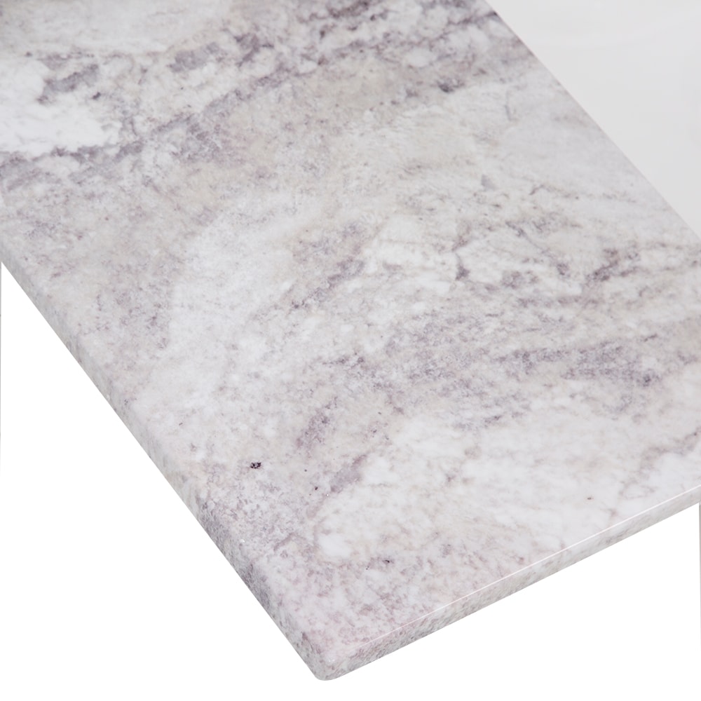 Tapa de tocador de baño de mármol cultivado Solstice de 49 pulgadas x 22 pulgadas con lavabo individual empotrado y 3 orificios_Style Selections Stone Effects R42 VT4922