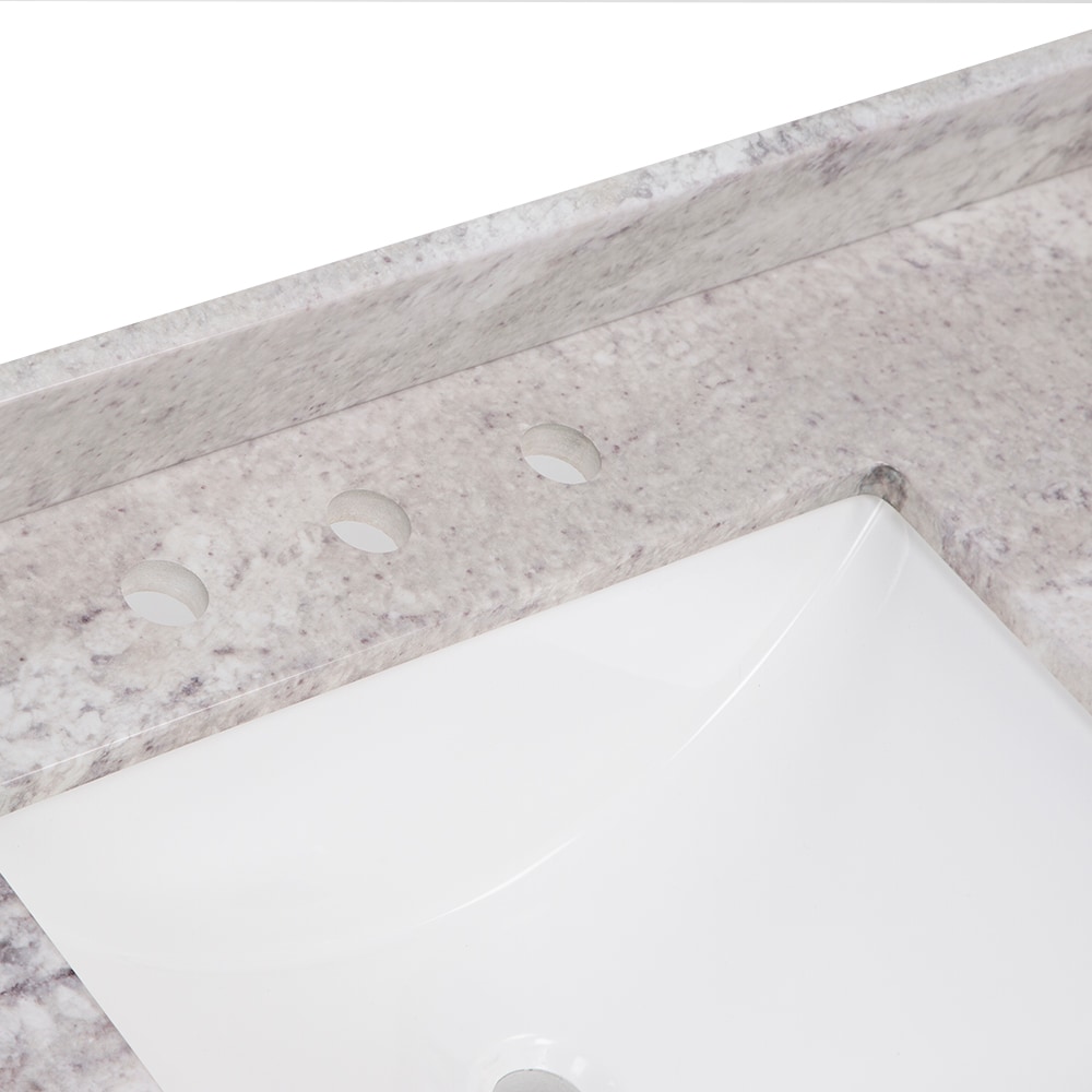Tapa de tocador de baño de mármol cultivado Solstice de 49 pulgadas x 22 pulgadas con lavabo individual empotrado y 3 orificios_Style Selections Stone Effects R42 VT4922