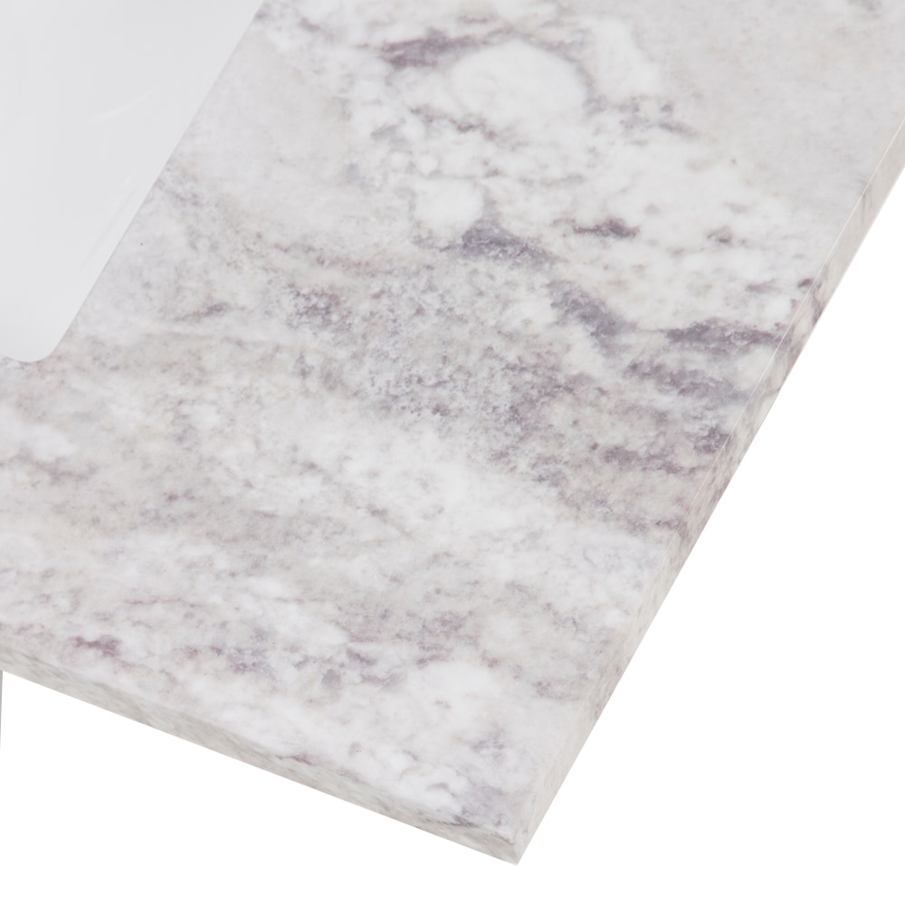 Encimera de baño de mármol cultivado Solstice de 37 pulgadas x 22 pulgadas con lavabo individual empotrado y 3 orificios de Style Selections Stone Effects R42 VT3722.