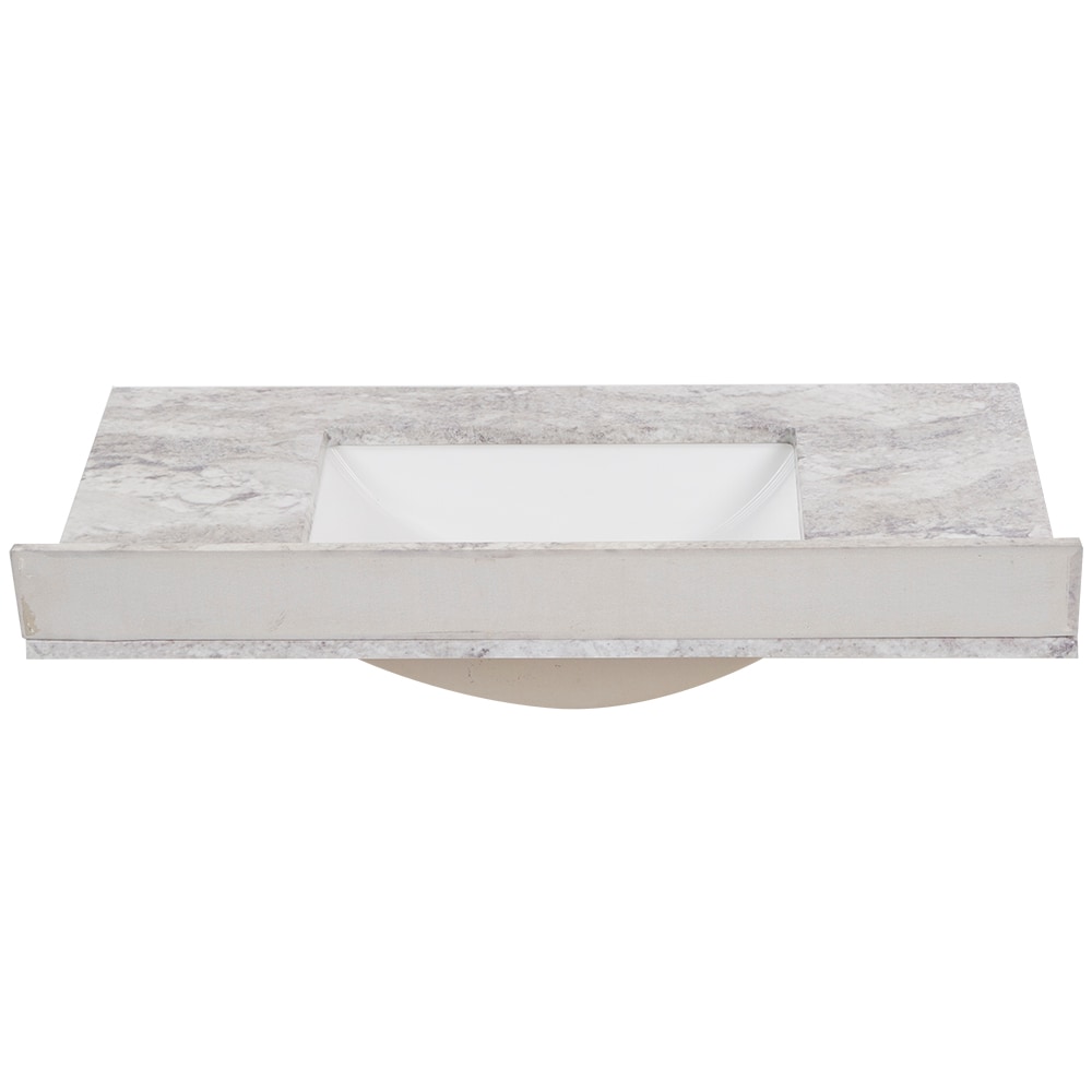 Encimera de baño de mármol cultivado Solstice de 37 pulgadas x 22 pulgadas con lavabo individual empotrado y 3 orificios de Style Selections Stone Effects R42 VT3722.