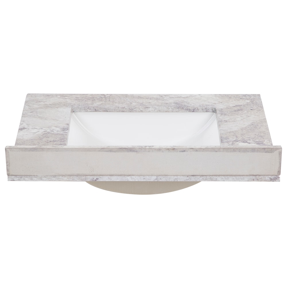 Cubierta de tocador de baño de mármol cultivado Solstice con lavabo individual bajo encimera y 3 orificios de 31 pulgadas x 22 pulgadas de Stone Effects de Style Selections.